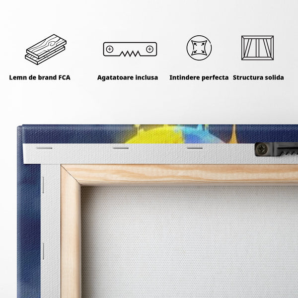 Tablou Canvas Premium, LuxCanva® K1001, Luna Care Daruieste, Curcubeu, Cer, Magie, Cutie, Copil, Ploaie, Stele, Noapte, Daruire, Stelar, Vis, Imaginatie, Camera Copii