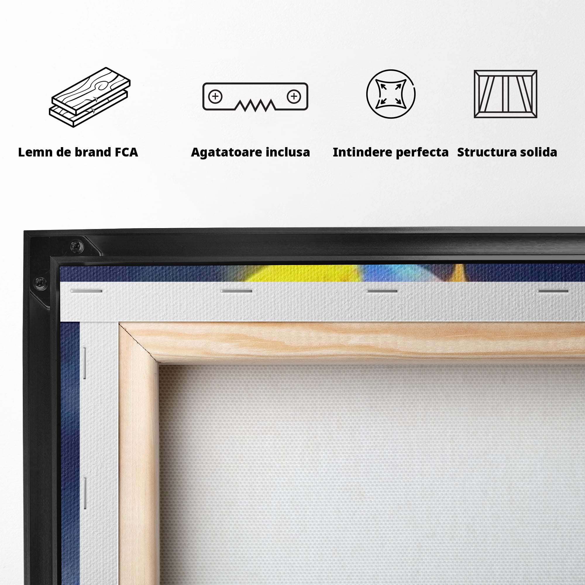 Tablou Canvas Premium, LuxCanva® K1001, Luna Care Daruieste, Curcubeu, Cer, Magie, Cutie, Copil, Ploaie, Stele, Noapte, Daruire, Stelar, Vis, Imaginatie, Camera Copii