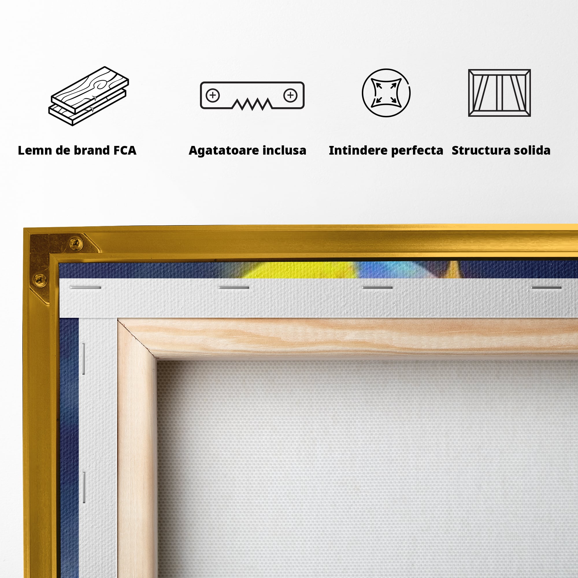 Tablou Canvas Premium, LuxCanva® K1001, Luna Care Daruieste, Curcubeu, Cer, Magie, Cutie, Copil, Ploaie, Stele, Noapte, Daruire, Stelar, Vis, Imaginatie, Camera Copii