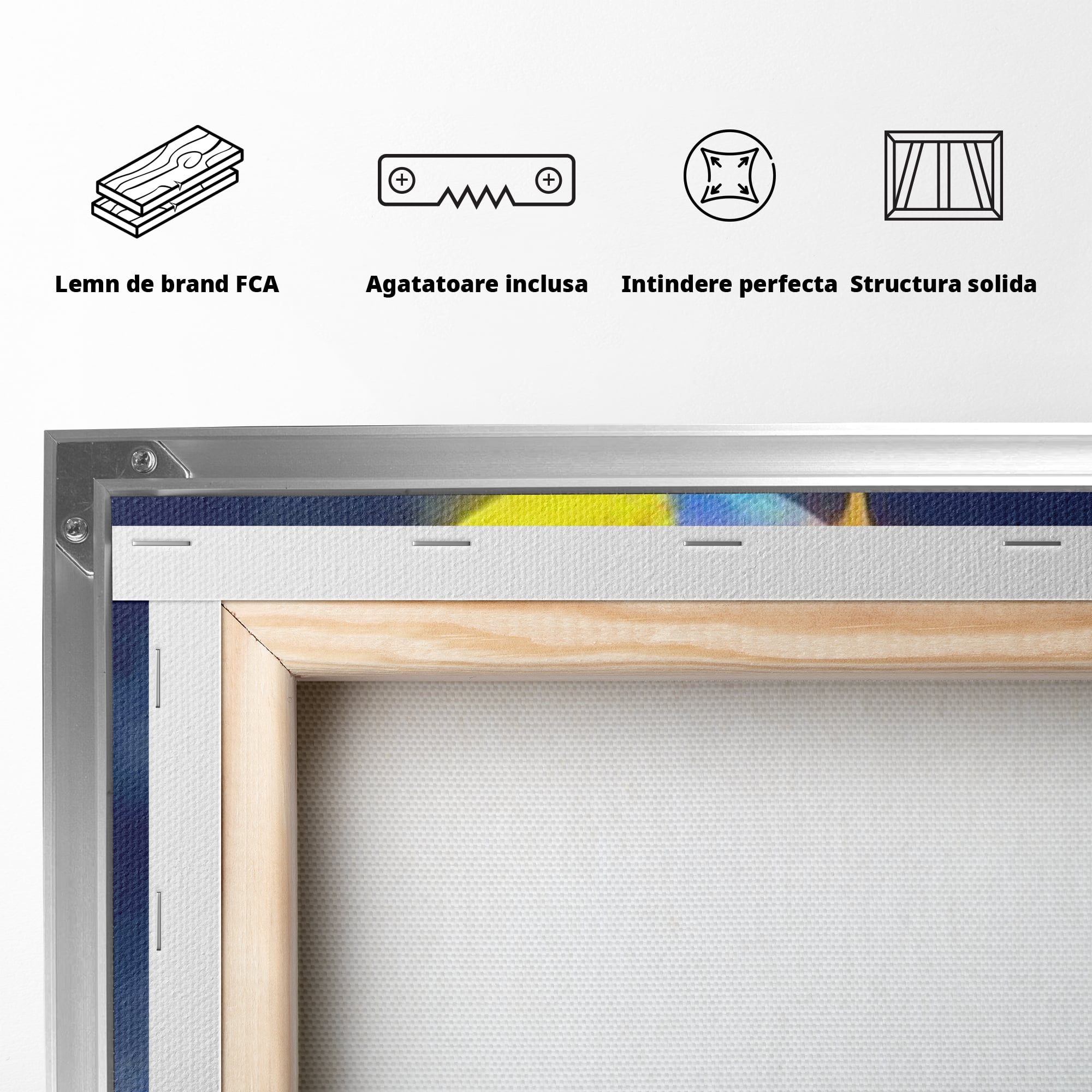Tablou Canvas Premium, LuxCanva® K1001, Luna Care Daruieste, Curcubeu, Cer, Magie, Cutie, Copil, Ploaie, Stele, Noapte, Daruire, Stelar, Vis, Imaginatie, Camera Copii