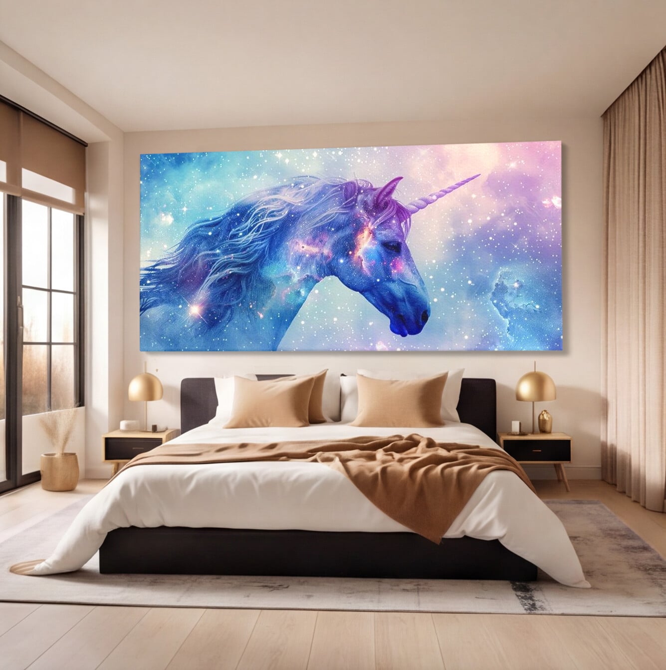 Tablou Canvas Premium, LuxCanva® K1003, Unicornul din Galaxie, Cer, Stele, Cosmic, Vise, Univers, Constelatii, Fantezie, Feeric, Creatura, Fantastica, Mitic, Camera Copii