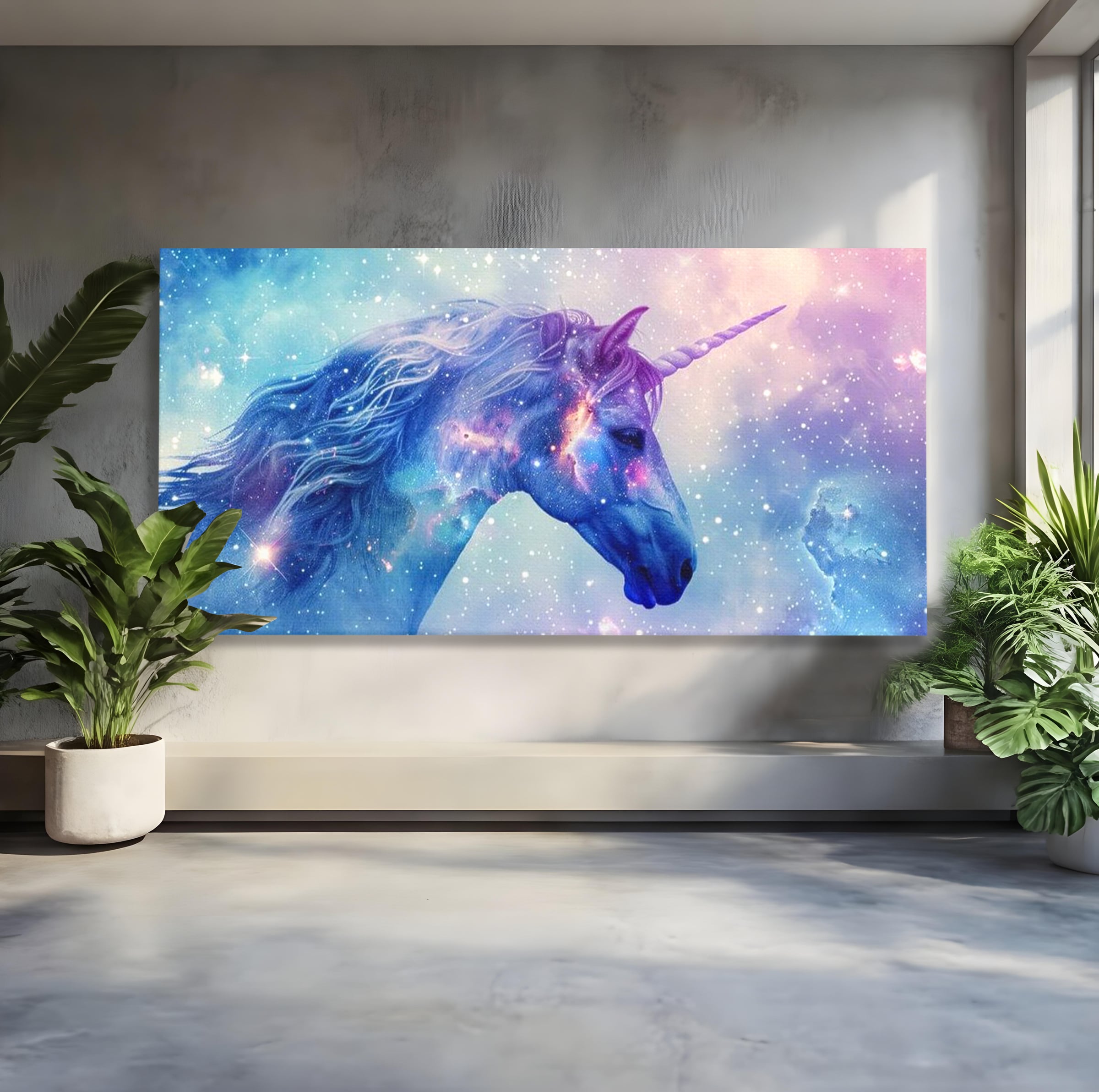 Tablou Canvas Premium, LuxCanva® K1003, Unicornul din Galaxie, Cer, Stele, Cosmic, Vise, Univers, Constelatii, Fantezie, Feeric, Creatura, Fantastica, Mitic, Camera Copii