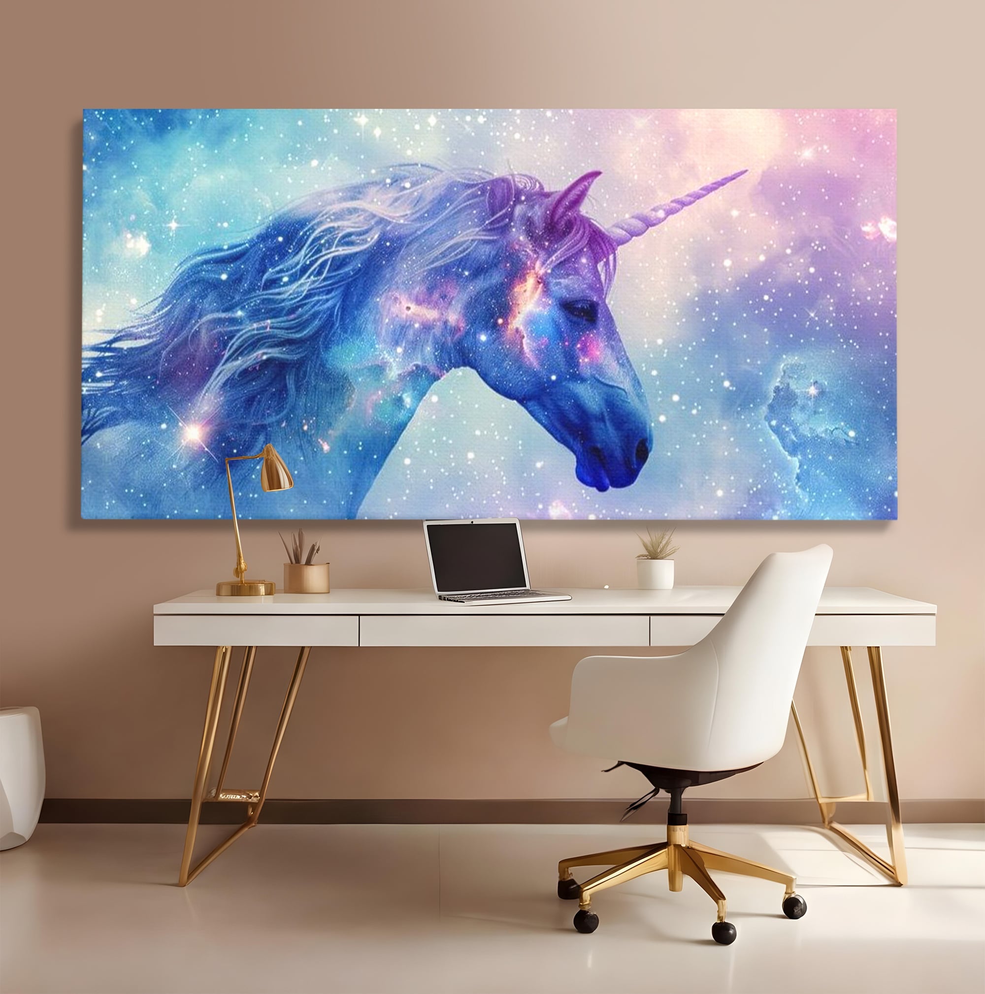 Tablou Canvas Premium, LuxCanva® K1003, Unicornul din Galaxie, Cer, Stele, Cosmic, Vise, Univers, Constelatii, Fantezie, Feeric, Creatura, Fantastica, Mitic, Camera Copii