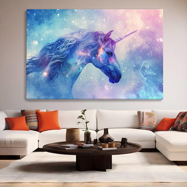 Tablou Canvas Premium, LuxCanva® K1003, Unicornul din Galaxie, Cer, Stele, Cosmic, Vise, Univers, Constelatii, Fantezie, Feeric, Creatura, Fantastica, Mitic, Camera Copii