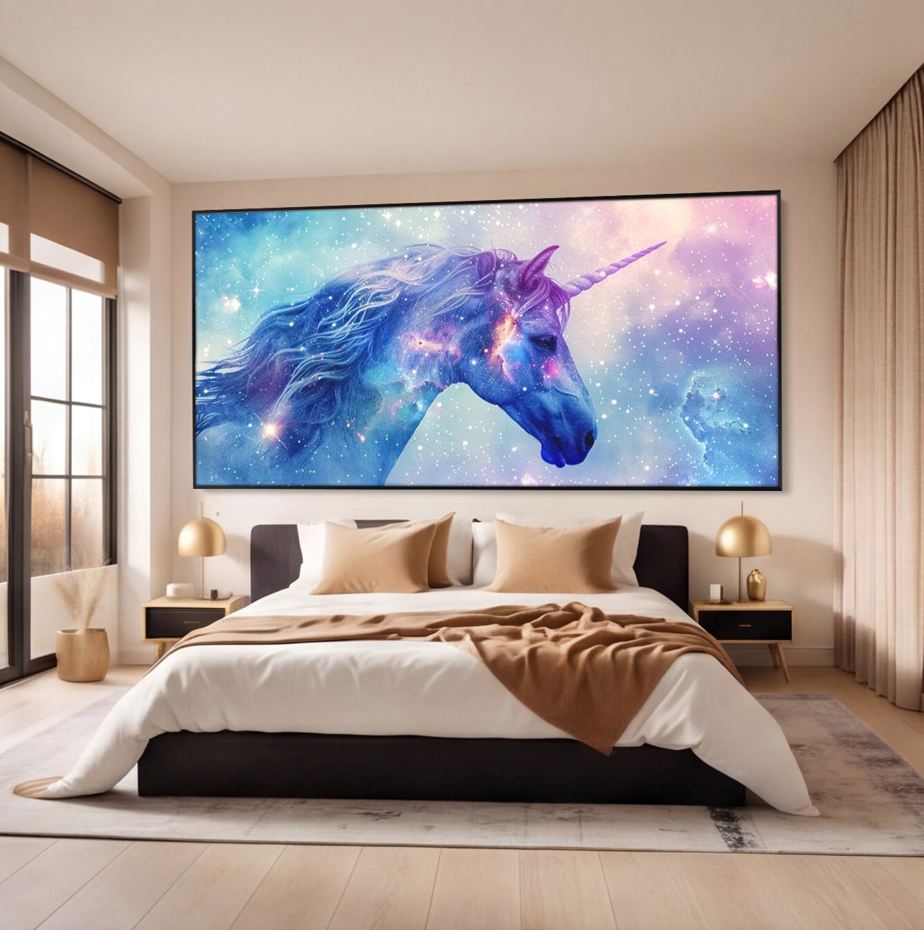 Tablou Canvas Premium, LuxCanva® K1003, Unicornul din Galaxie, Cer, Stele, Cosmic, Vise, Univers, Constelatii, Fantezie, Feeric, Creatura, Fantastica, Mitic, Camera Copii