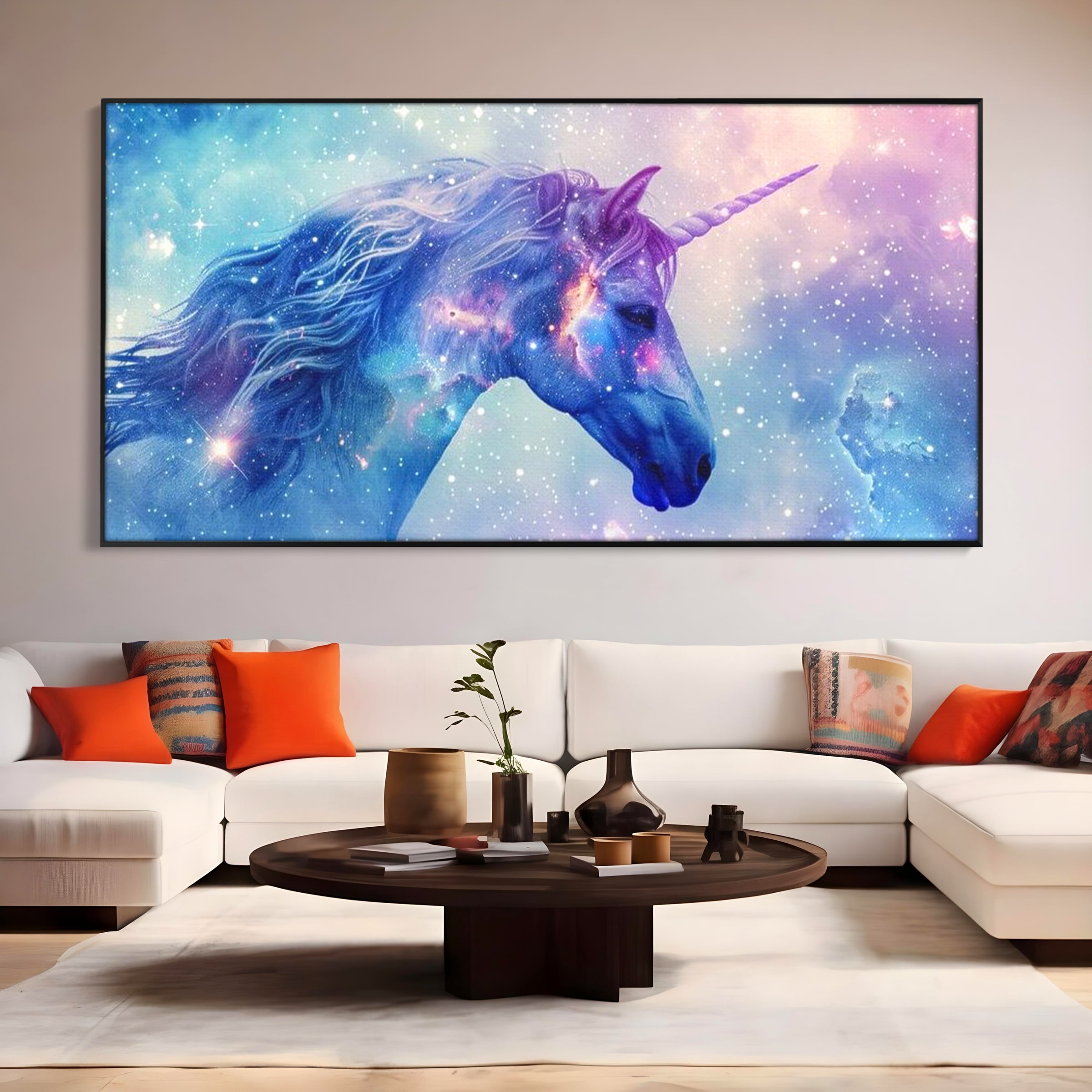 Tablou Canvas Premium, LuxCanva® K1003, Unicornul din Galaxie, Cer, Stele, Cosmic, Vise, Univers, Constelatii, Fantezie, Feeric, Creatura, Fantastica, Mitic, Camera Copii
