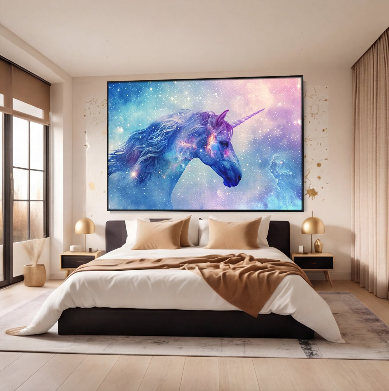 Tablou Canvas Premium, LuxCanva® K1003, Unicornul din Galaxie, Cer, Stele, Cosmic, Vise, Univers, Constelatii, Fantezie, Feeric, Creatura, Fantastica, Mitic, Camera Copii
