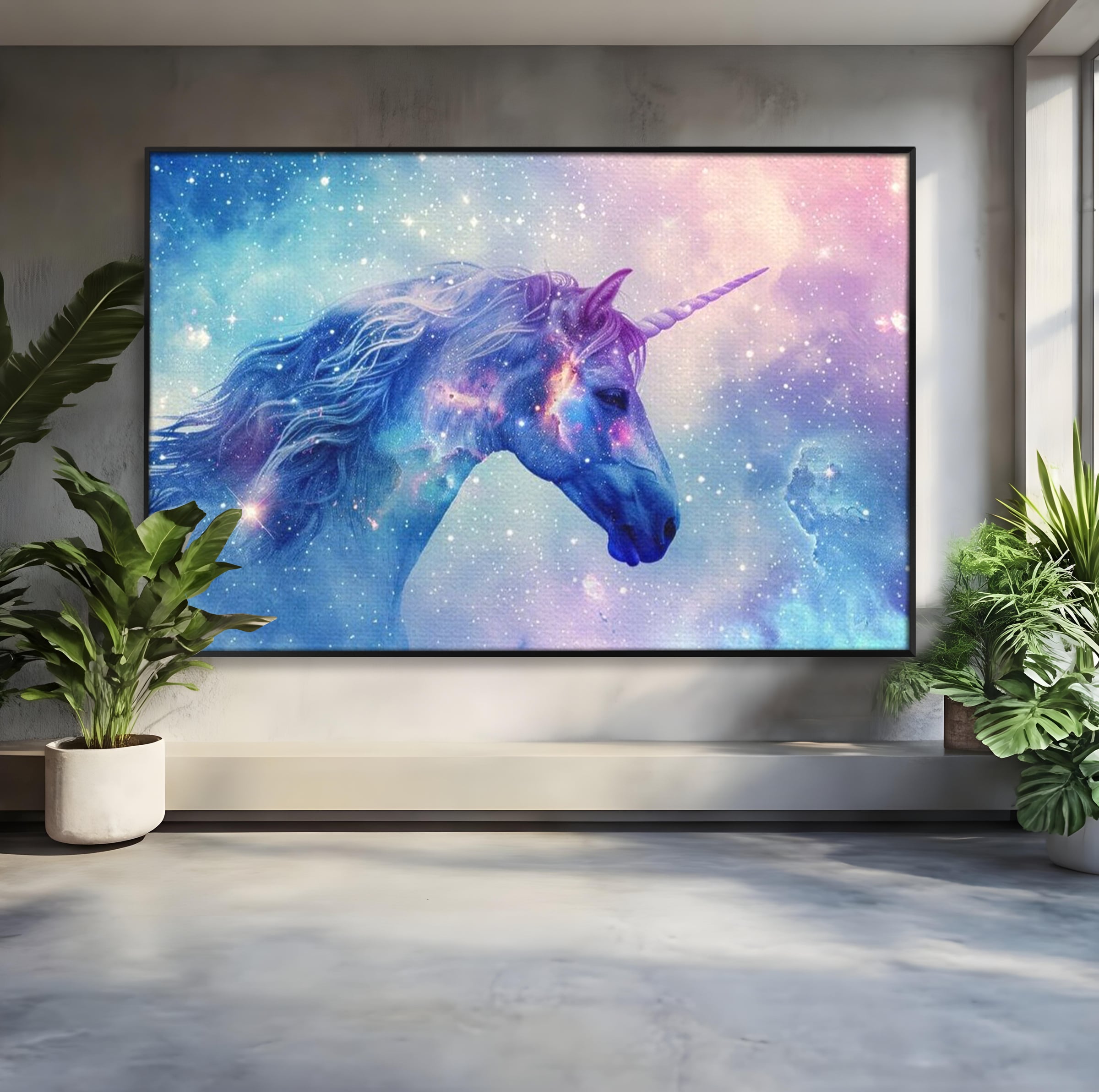 Tablou Canvas Premium, LuxCanva® K1003, Unicornul din Galaxie, Cer, Stele, Cosmic, Vise, Univers, Constelatii, Fantezie, Feeric, Creatura, Fantastica, Mitic, Camera Copii