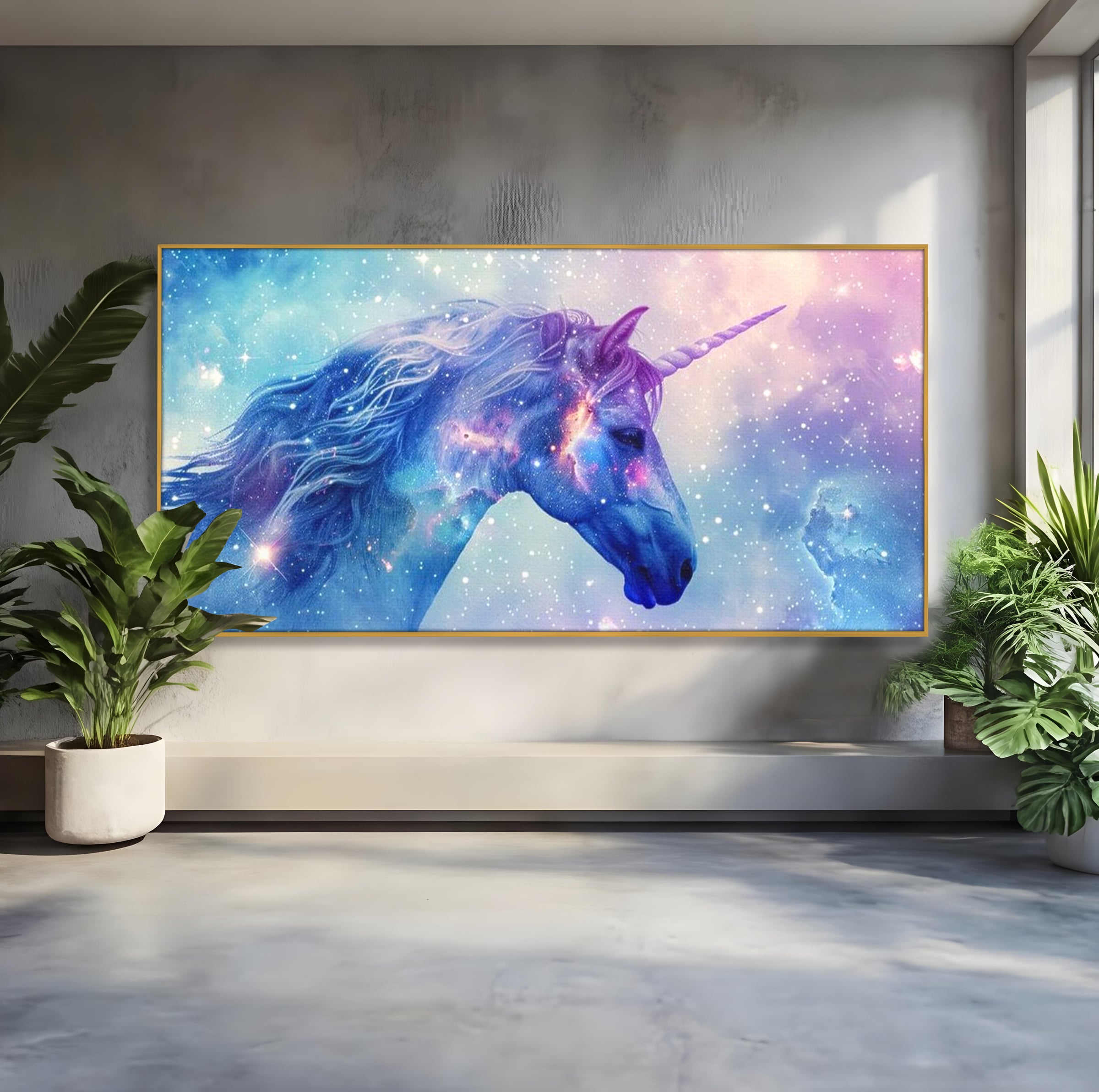 Tablou Canvas Premium, LuxCanva® K1003, Unicornul din Galaxie, Cer, Stele, Cosmic, Vise, Univers, Constelatii, Fantezie, Feeric, Creatura, Fantastica, Mitic, Camera Copii