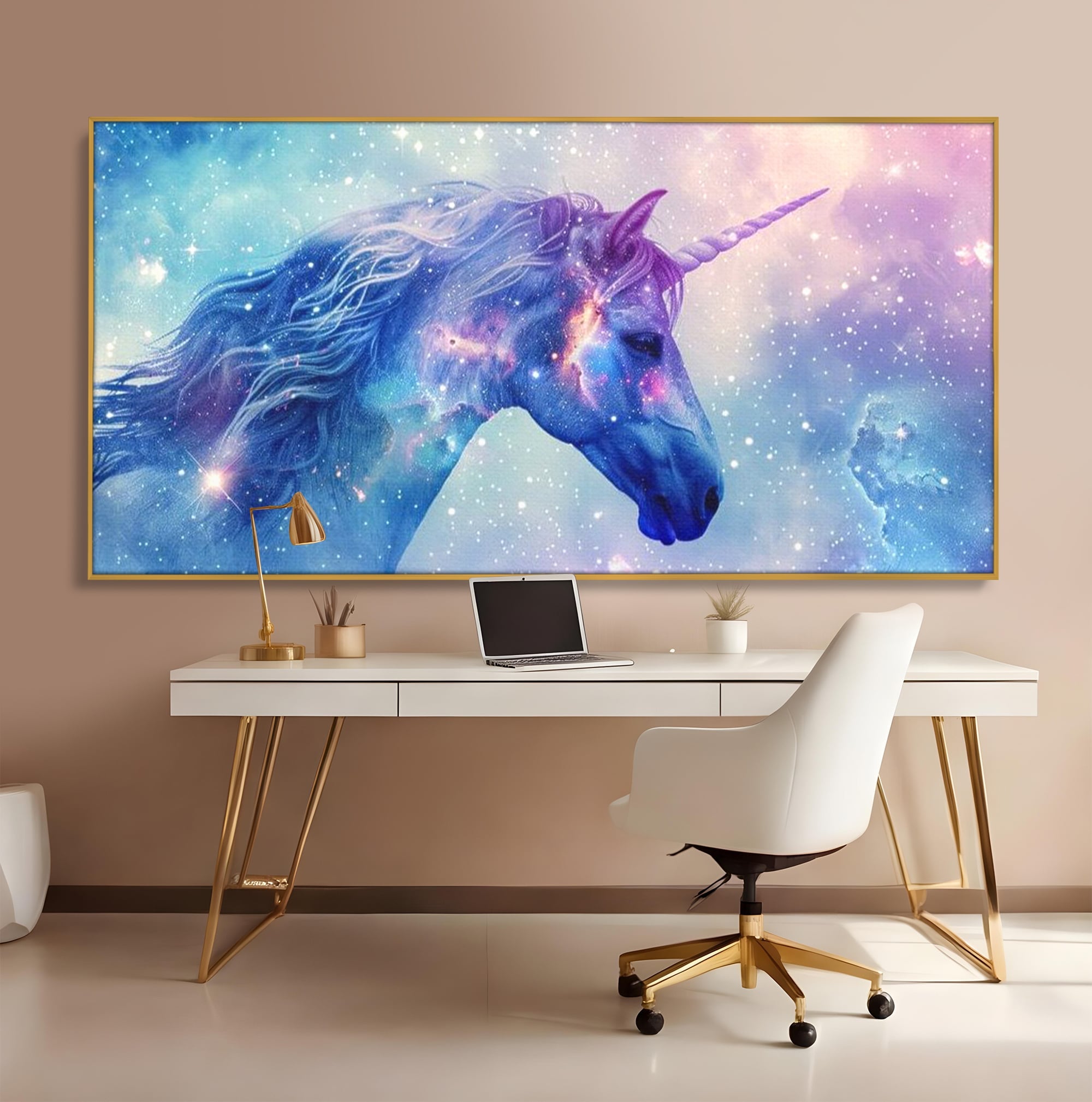 Tablou Canvas Premium, LuxCanva® K1003, Unicornul din Galaxie, Cer, Stele, Cosmic, Vise, Univers, Constelatii, Fantezie, Feeric, Creatura, Fantastica, Mitic, Camera Copii