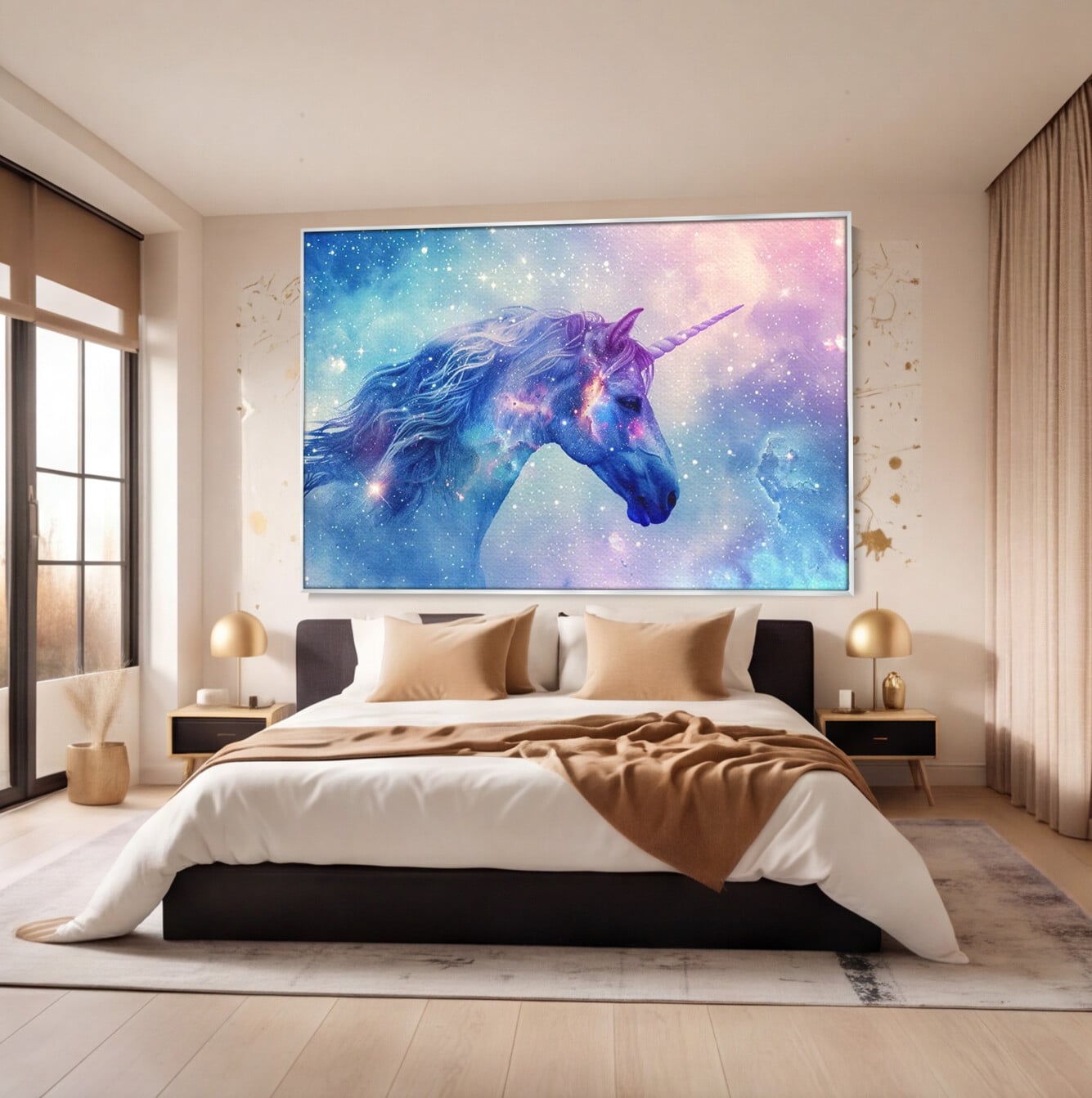 Tablou Canvas Premium, LuxCanva® K1003, Unicornul din Galaxie, Cer, Stele, Cosmic, Vise, Univers, Constelatii, Fantezie, Feeric, Creatura, Fantastica, Mitic, Camera Copii