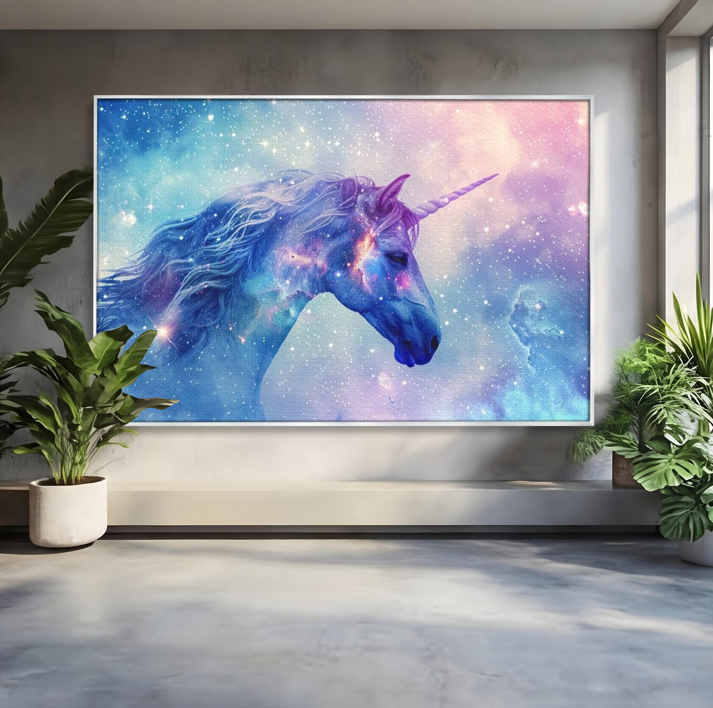 Tablou Canvas Premium, LuxCanva® K1003, Unicornul din Galaxie, Cer, Stele, Cosmic, Vise, Univers, Constelatii, Fantezie, Feeric, Creatura, Fantastica, Mitic, Camera Copii