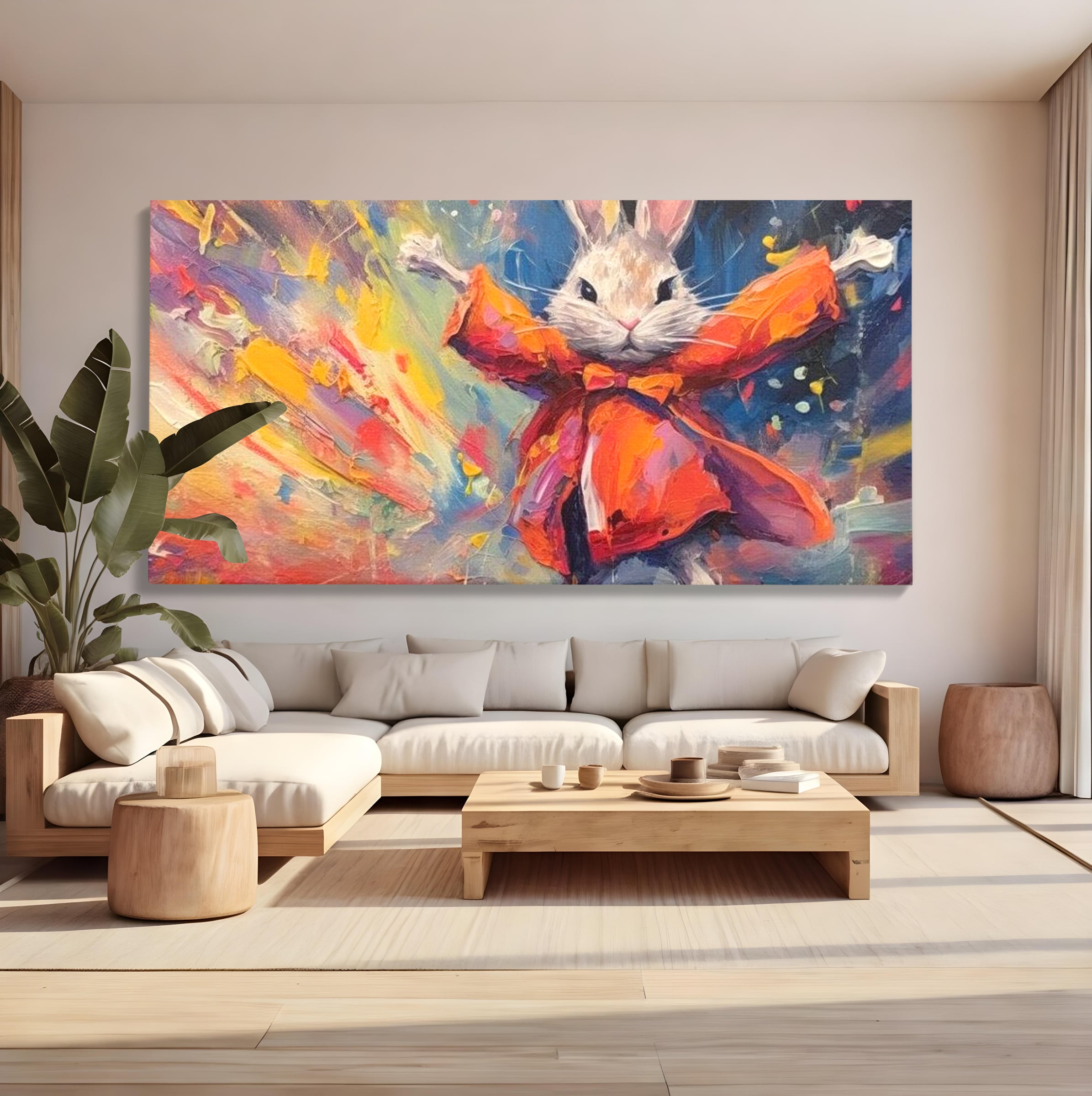 Tablou Canvas Premium, LuxCanva® K1004, Iepurasul Curajos, Dansator, Aventura, Colorat, Magician, Blanita, Saritura, Simpatic, Veselie, Miscare, Fermecat, Camera Copii