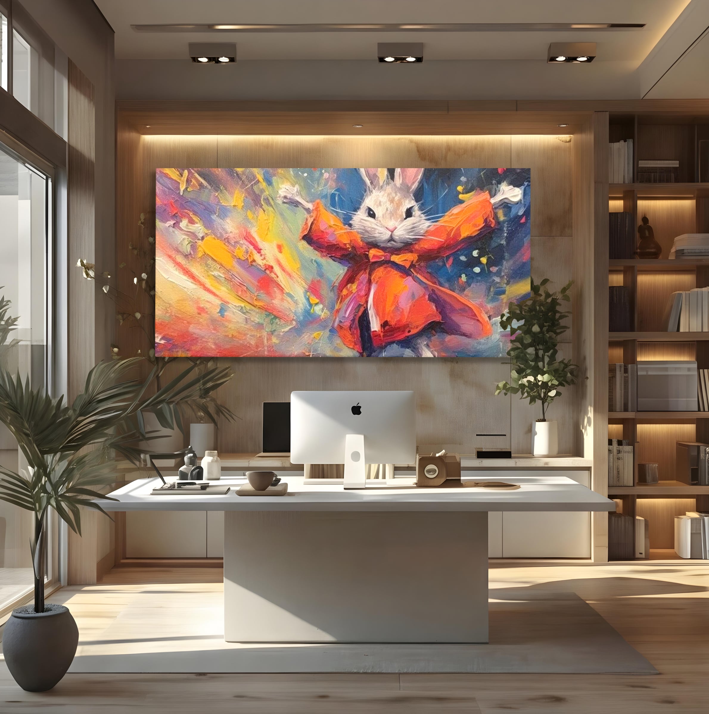 Tablou Canvas Premium, LuxCanva® K1004, Iepurasul Curajos, Dansator, Aventura, Colorat, Magician, Blanita, Saritura, Simpatic, Veselie, Miscare, Fermecat, Camera Copii