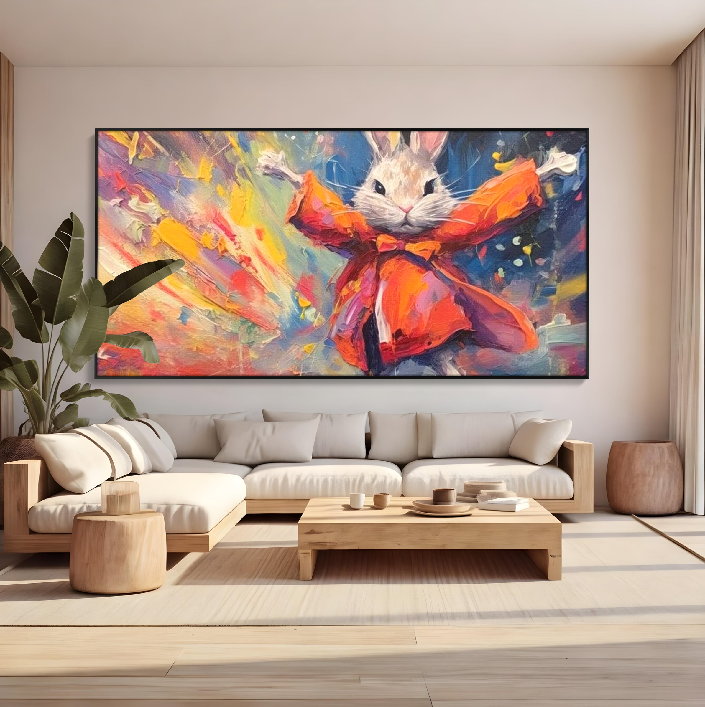 Tablou Canvas Premium, LuxCanva® K1004, Iepurasul Curajos, Dansator, Aventura, Colorat, Magician, Blanita, Saritura, Simpatic, Veselie, Miscare, Fermecat, Camera Copii