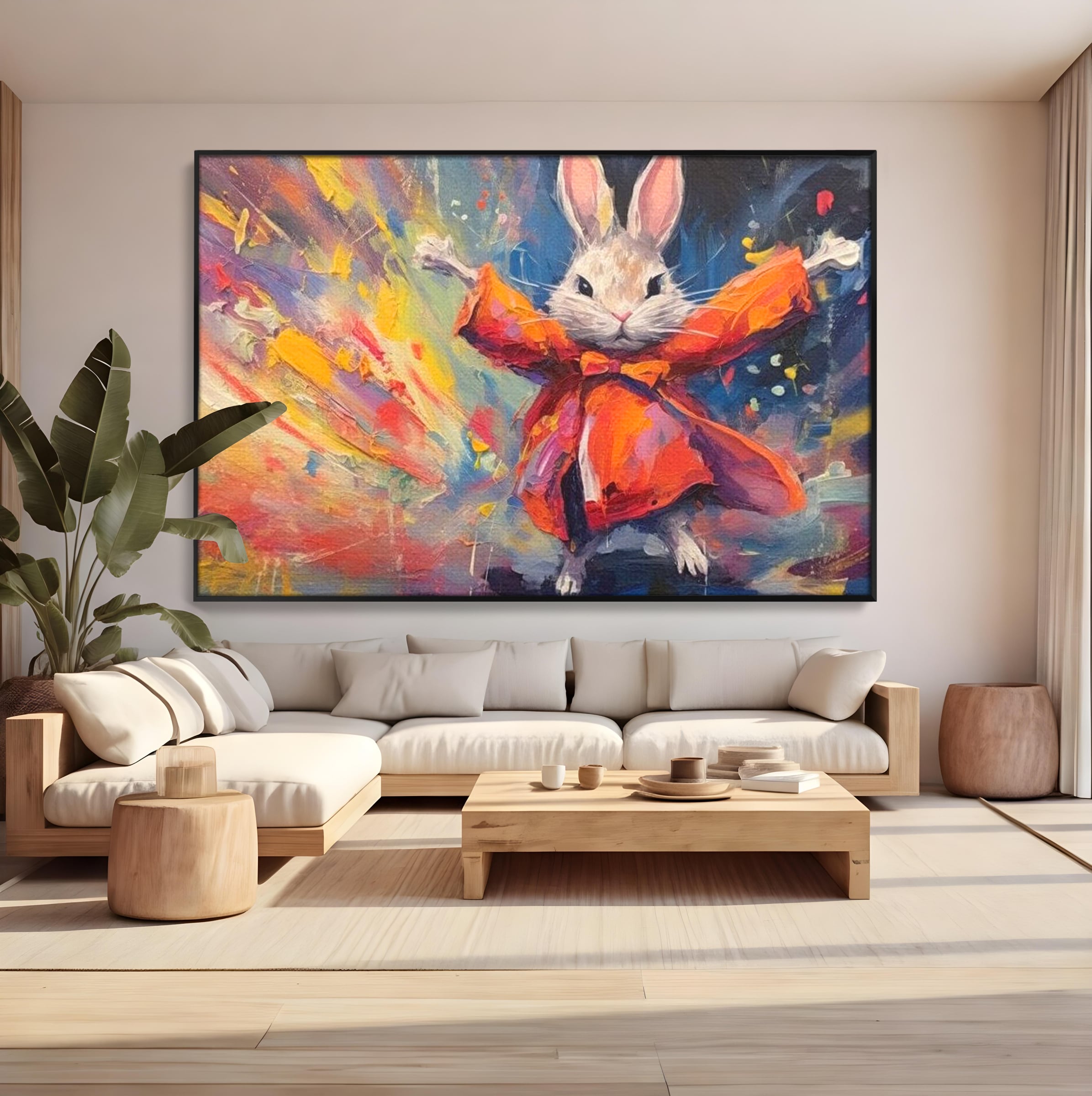Tablou Canvas Premium, LuxCanva® K1004, Iepurasul Curajos, Dansator, Aventura, Colorat, Magician, Blanita, Saritura, Simpatic, Veselie, Miscare, Fermecat, Camera Copii