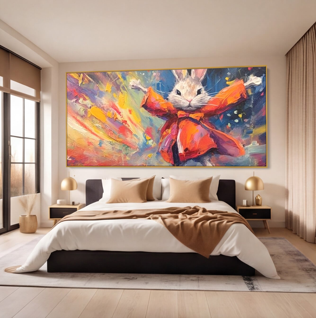 Tablou Canvas Premium, LuxCanva® K1004, Iepurasul Curajos, Dansator, Aventura, Colorat, Magician, Blanita, Saritura, Simpatic, Veselie, Miscare, Fermecat, Camera Copii