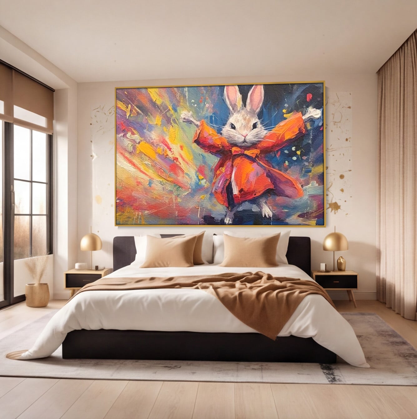 Tablou Canvas Premium, LuxCanva® K1004, Iepurasul Curajos, Dansator, Aventura, Colorat, Magician, Blanita, Saritura, Simpatic, Veselie, Miscare, Fermecat, Camera Copii