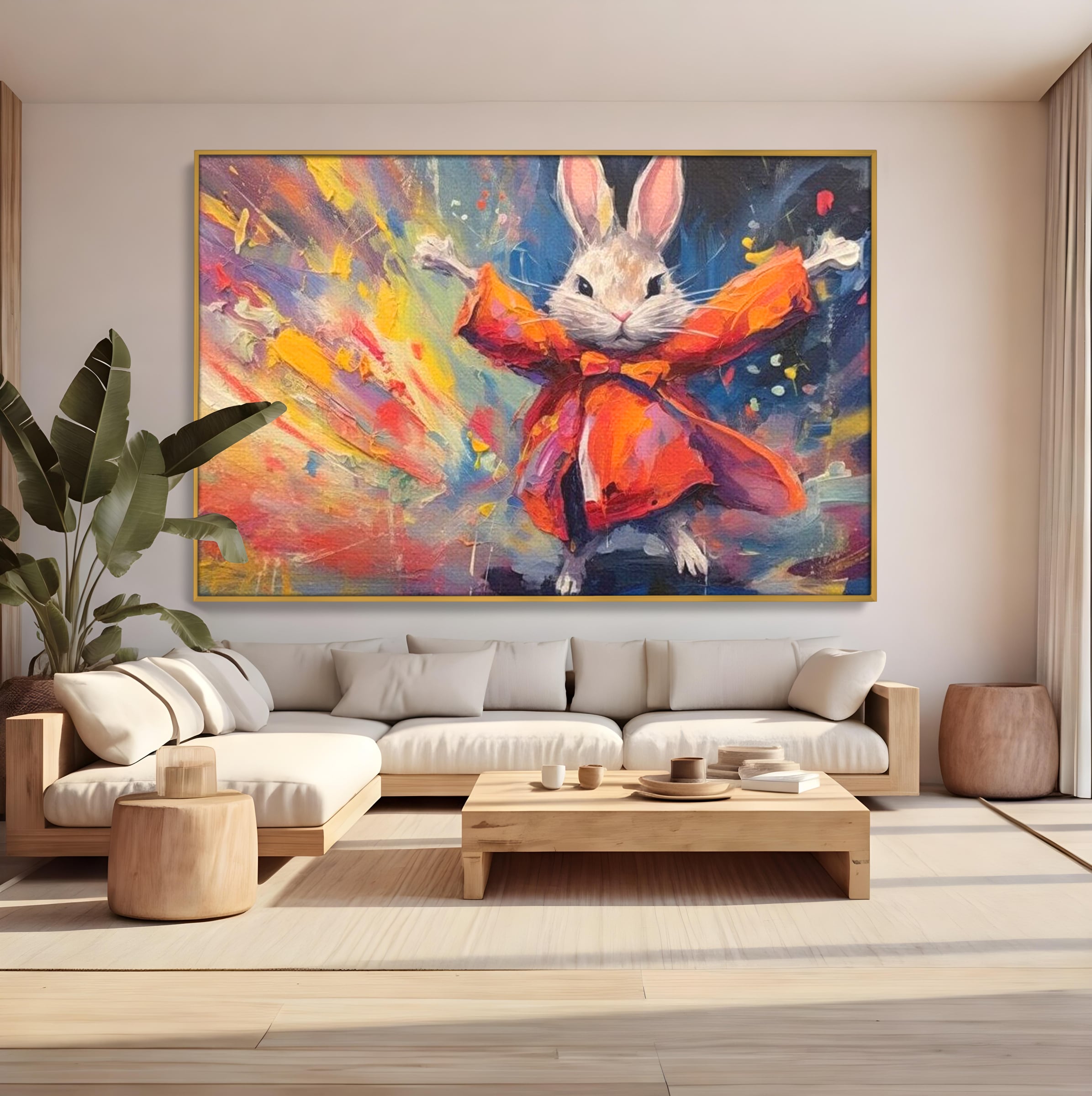 Tablou Canvas Premium, LuxCanva® K1004, Iepurasul Curajos, Dansator, Aventura, Colorat, Magician, Blanita, Saritura, Simpatic, Veselie, Miscare, Fermecat, Camera Copii