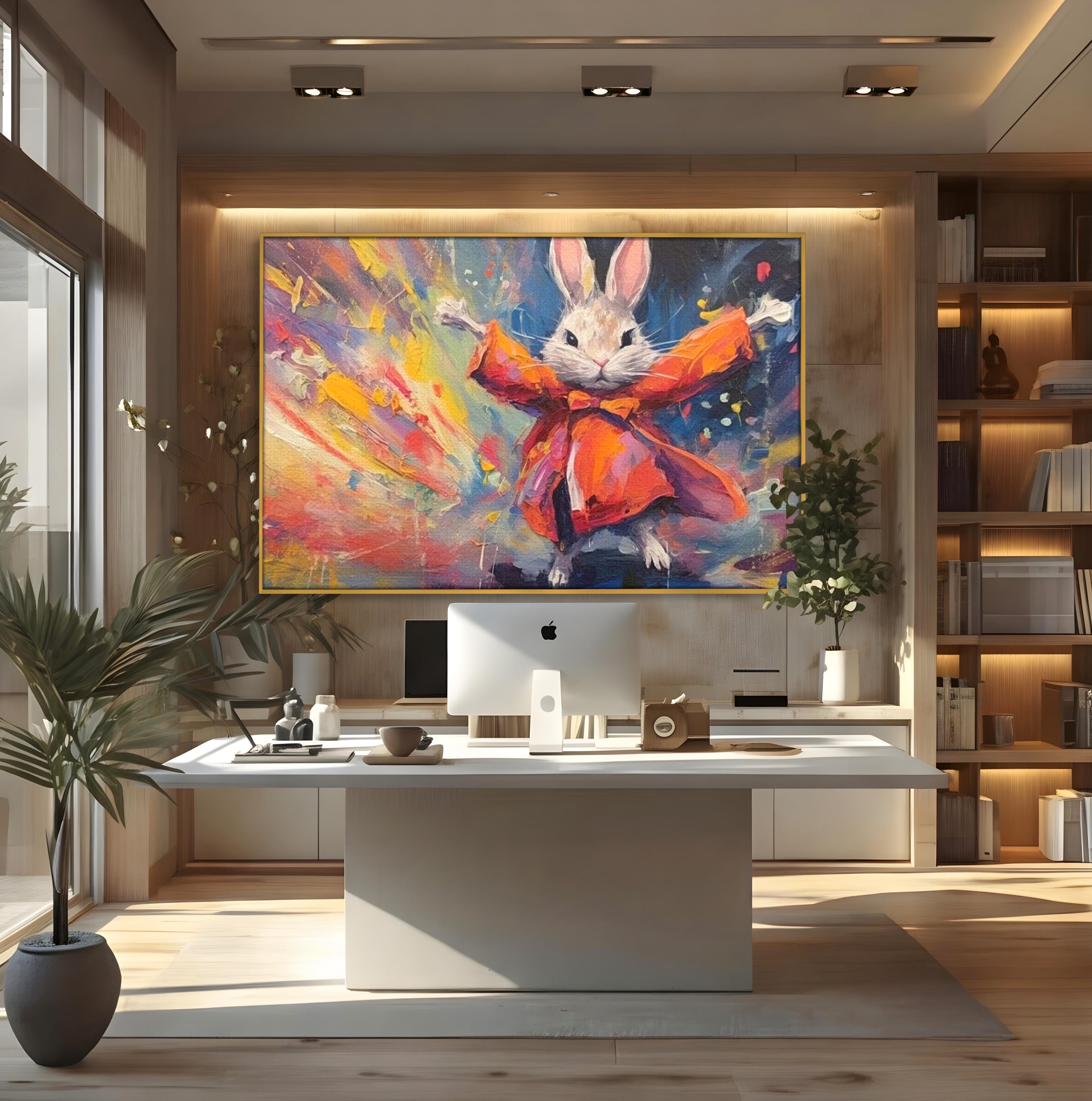 Tablou Canvas Premium, LuxCanva® K1004, Iepurasul Curajos, Dansator, Aventura, Colorat, Magician, Blanita, Saritura, Simpatic, Veselie, Miscare, Fermecat, Camera Copii