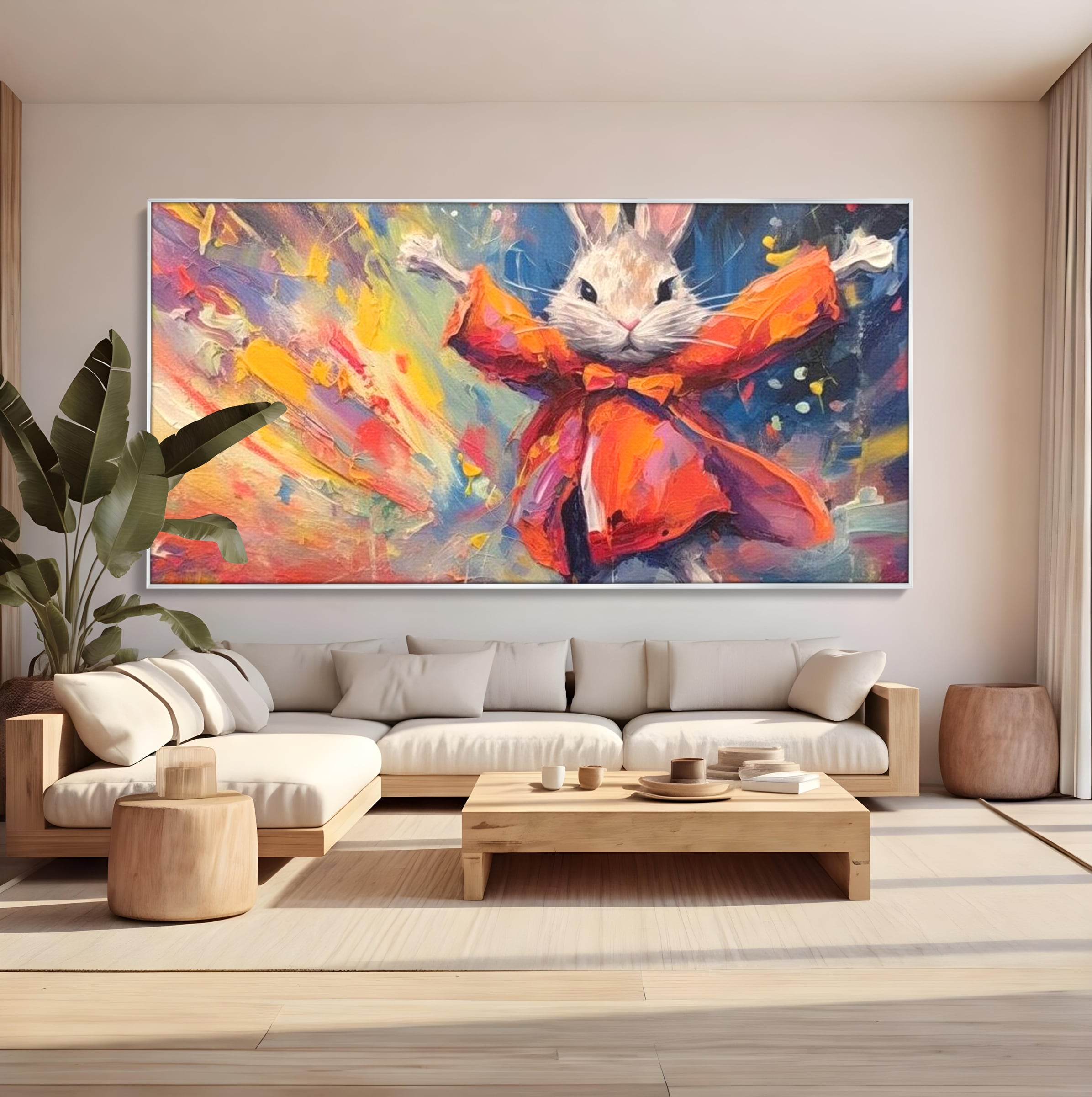Tablou Canvas Premium, LuxCanva® K1004, Iepurasul Curajos, Dansator, Aventura, Colorat, Magician, Blanita, Saritura, Simpatic, Veselie, Miscare, Fermecat, Camera Copii