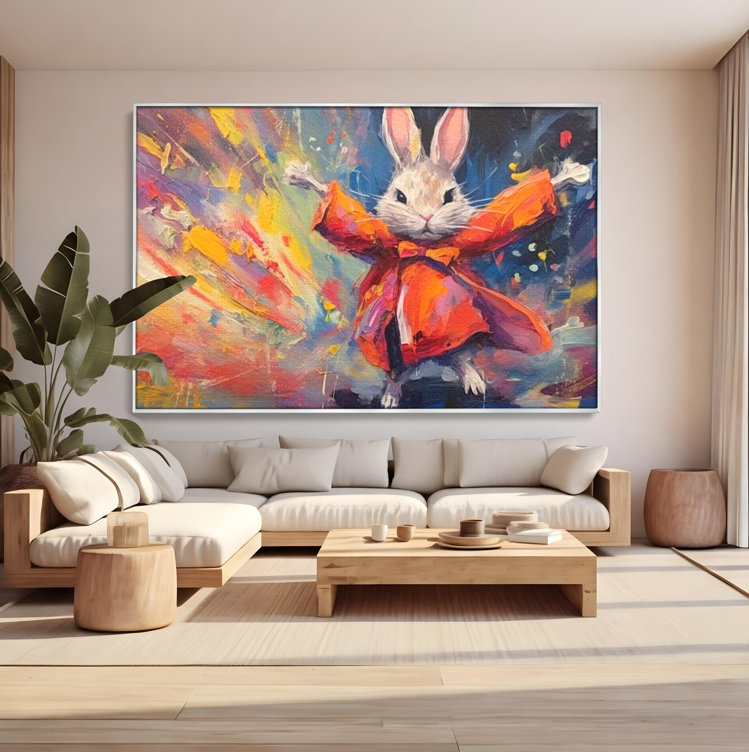 Tablou Canvas Premium, LuxCanva® K1004, Iepurasul Curajos, Dansator, Aventura, Colorat, Magician, Blanita, Saritura, Simpatic, Veselie, Miscare, Fermecat, Camera Copii