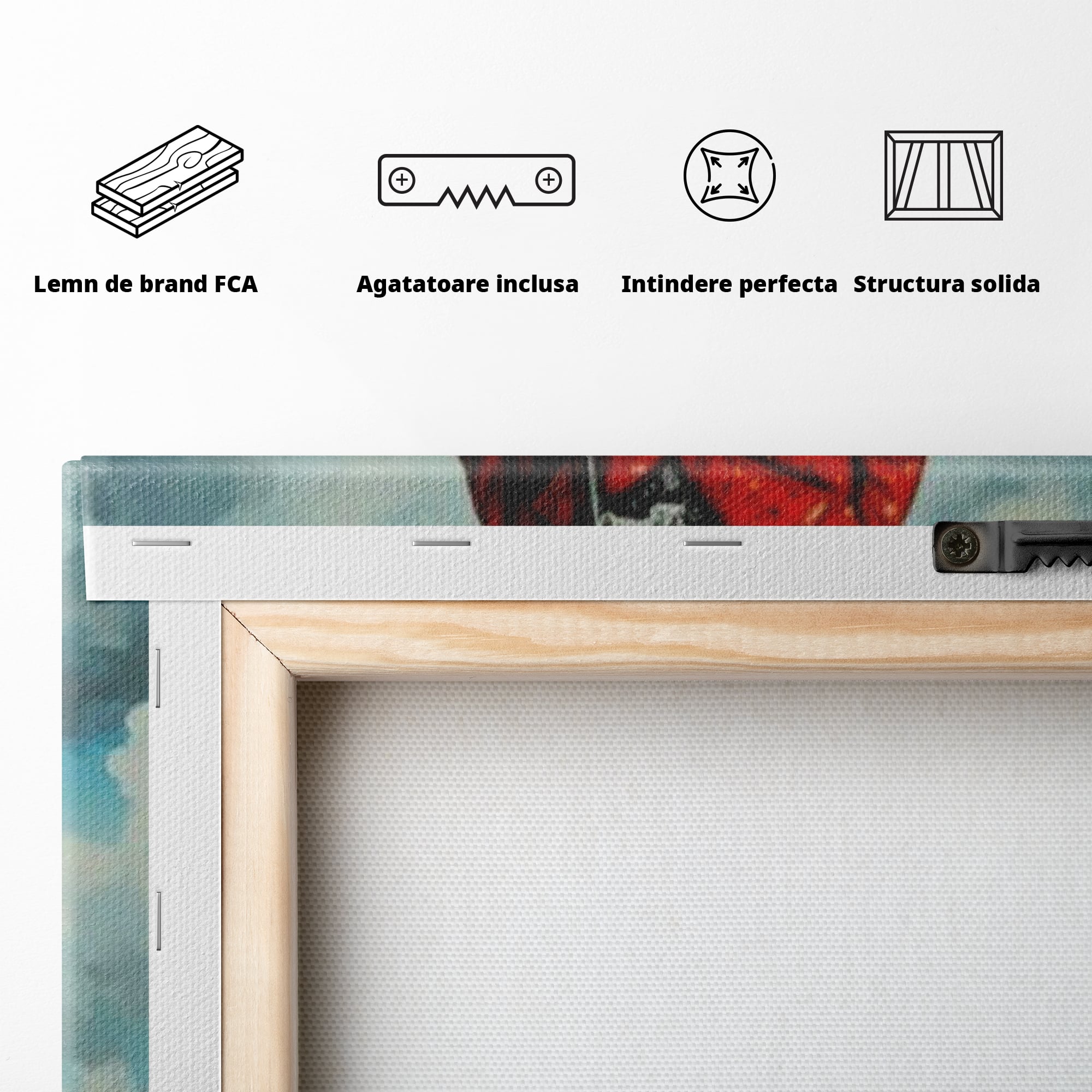 Leinwand Wandkunst Leinwand Wandkunst Premium, LuxCanva® K1005, Herr Hase und Schmetterlinge, Fahrt, Regen, Rot, Regenschirm, Regenschirm, Blumen, Eleganz, Mantel, Knöpfe, Märchen, Märchen, Animiert, Kinderzimmer