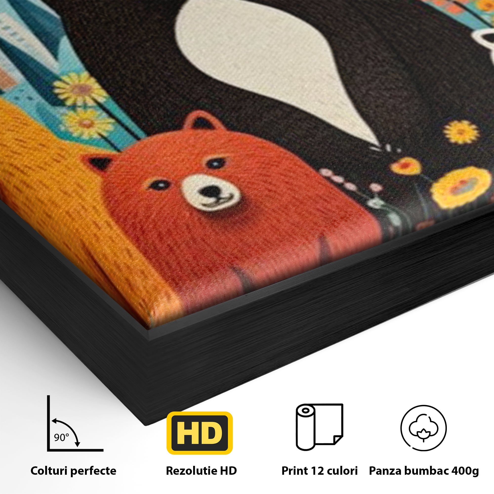 Tablou Canvas Premium, LuxCanva® K1007, Familia de Ursuleti, Padure, Munte, Oras, Prieteni, Poiana, Magica, Decor, Veselie, Prietenie, Caldura, Natura, Barlog, Camera Copii