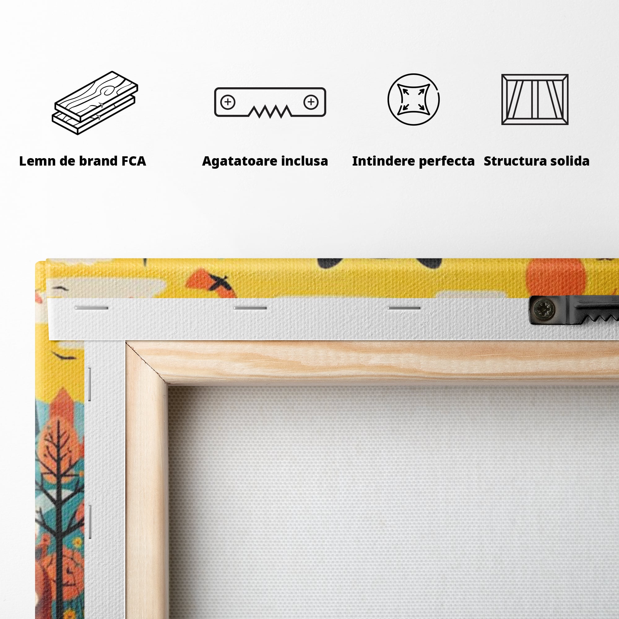 Tablou Canvas Premium, LuxCanva® K1007, Familia de Ursuleti, Padure, Munte, Oras, Prieteni, Poiana, Magica, Decor, Veselie, Prietenie, Caldura, Natura, Barlog, Camera Copii