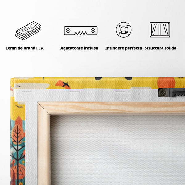 Tablou Canvas Premium, LuxCanva® K1007, Familia de Ursuleti, Padure, Munte, Oras, Prieteni, Poiana, Magica, Decor, Veselie, Prietenie, Caldura, Natura, Barlog, Camera Copii