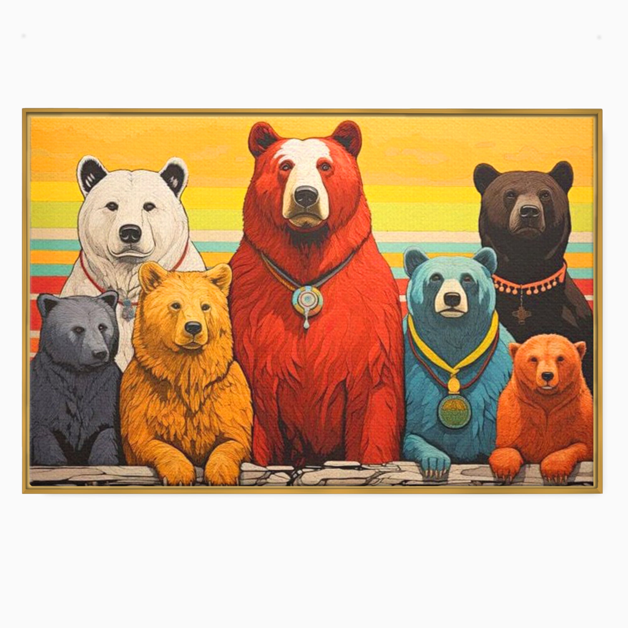 Leinwand Wandbilder Canvas Premium, LuxCanva® K1008, Bären Champions, Medaillen, Verein, Einstellung, Team, Helden, Freundschaft, Wettbewerb, Gewinner, Mut, Tiere, Geschichte, Geschichte, Team, Kinderzimmer