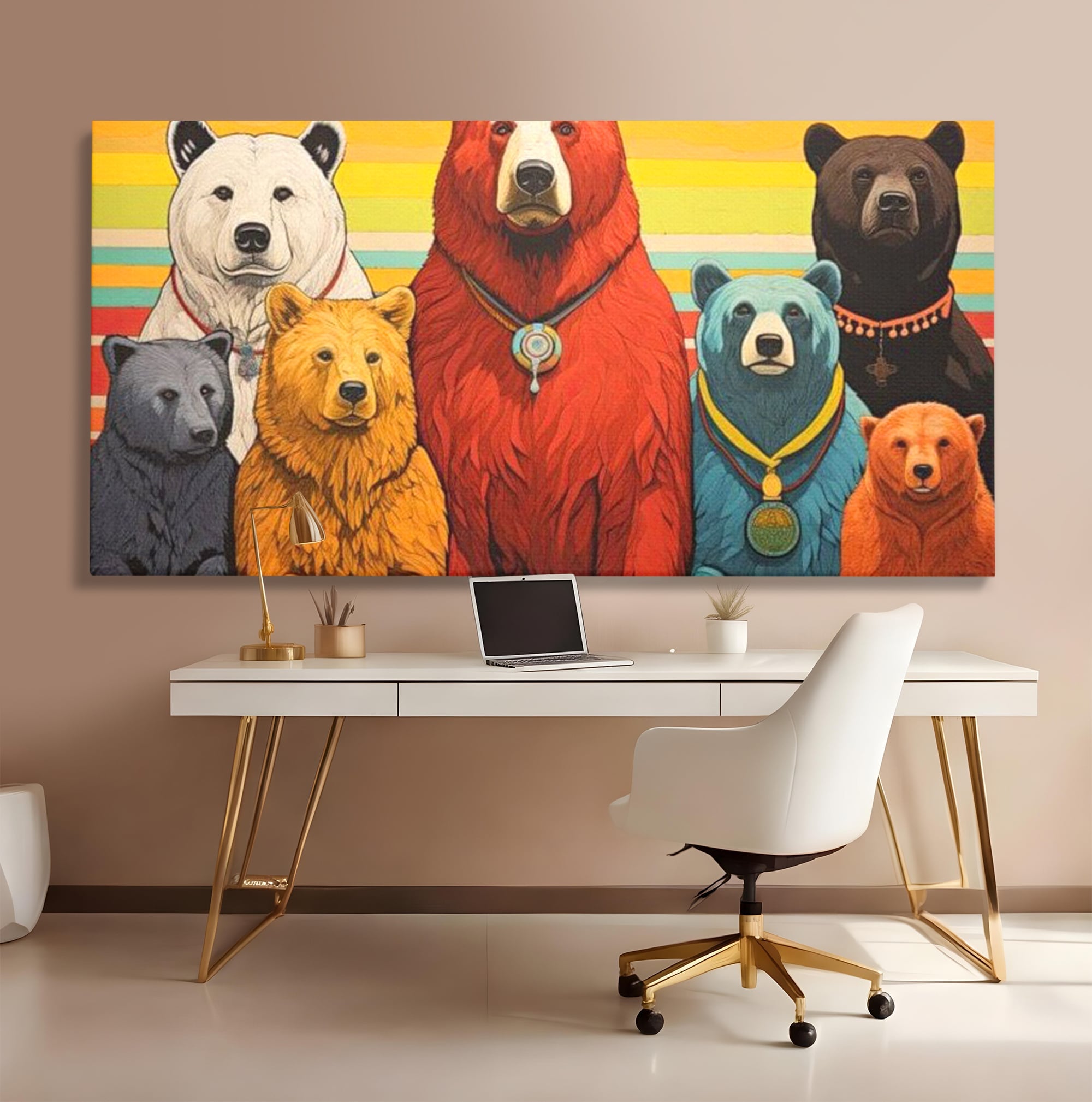 Leinwand Wandbilder Canvas Premium, LuxCanva® K1008, Bären Champions, Medaillen, Verein, Einstellung, Team, Helden, Freundschaft, Wettbewerb, Gewinner, Mut, Tiere, Geschichte, Geschichte, Team, Kinderzimmer