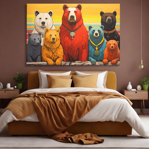 Leinwand Wandbilder Canvas Premium, LuxCanva® K1008, Bären Champions, Medaillen, Verein, Einstellung, Team, Helden, Freundschaft, Wettbewerb, Gewinner, Mut, Tiere, Geschichte, Geschichte, Team, Kinderzimmer