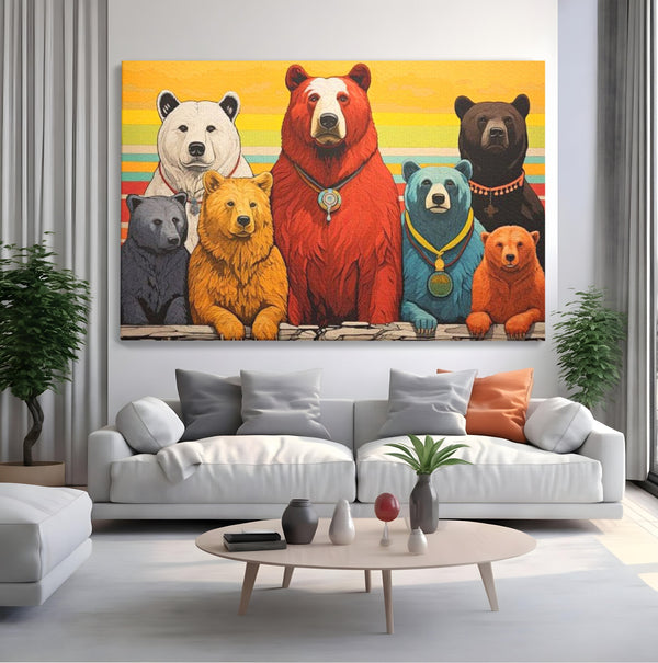 Leinwand Wandbilder Canvas Premium, LuxCanva® K1008, Bären Champions, Medaillen, Verein, Einstellung, Team, Helden, Freundschaft, Wettbewerb, Gewinner, Mut, Tiere, Geschichte, Geschichte, Team, Kinderzimmer