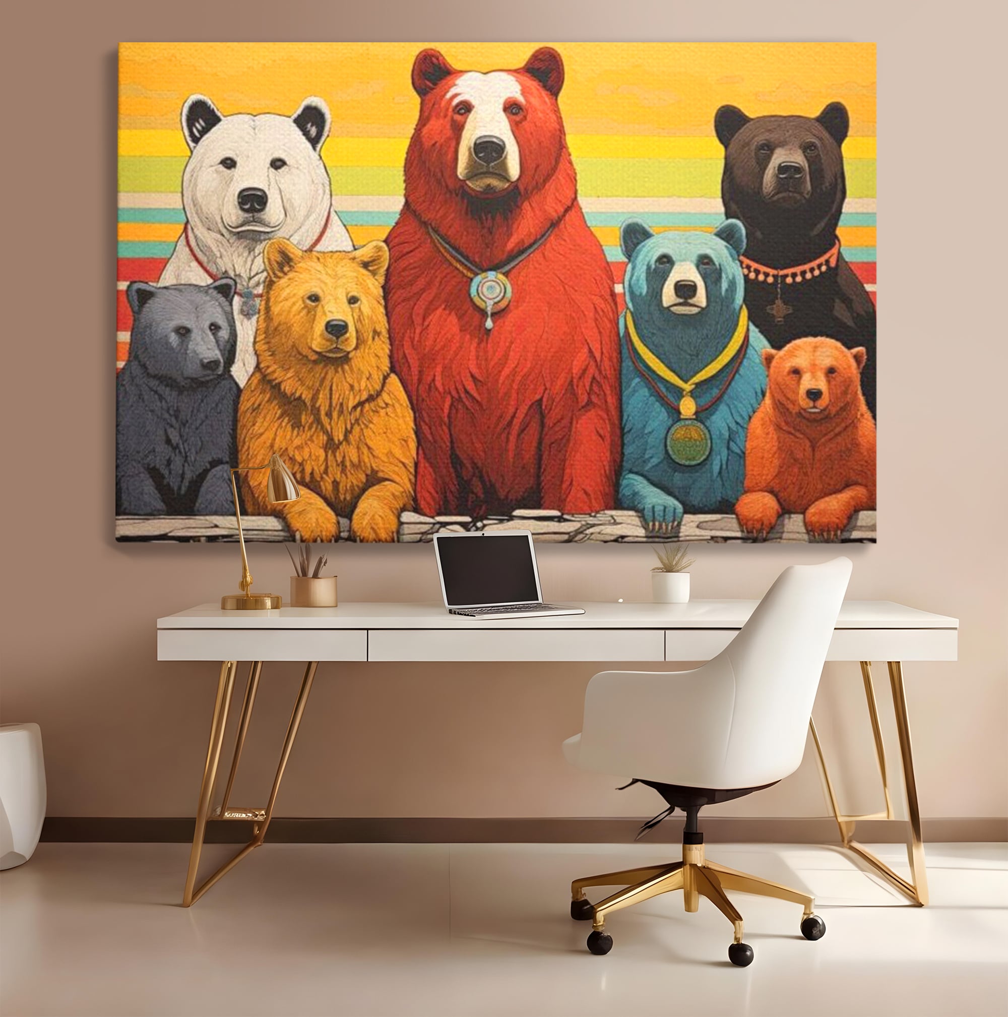 Leinwand Wandbilder Canvas Premium, LuxCanva® K1008, Bären Champions, Medaillen, Verein, Einstellung, Team, Helden, Freundschaft, Wettbewerb, Gewinner, Mut, Tiere, Geschichte, Geschichte, Team, Kinderzimmer