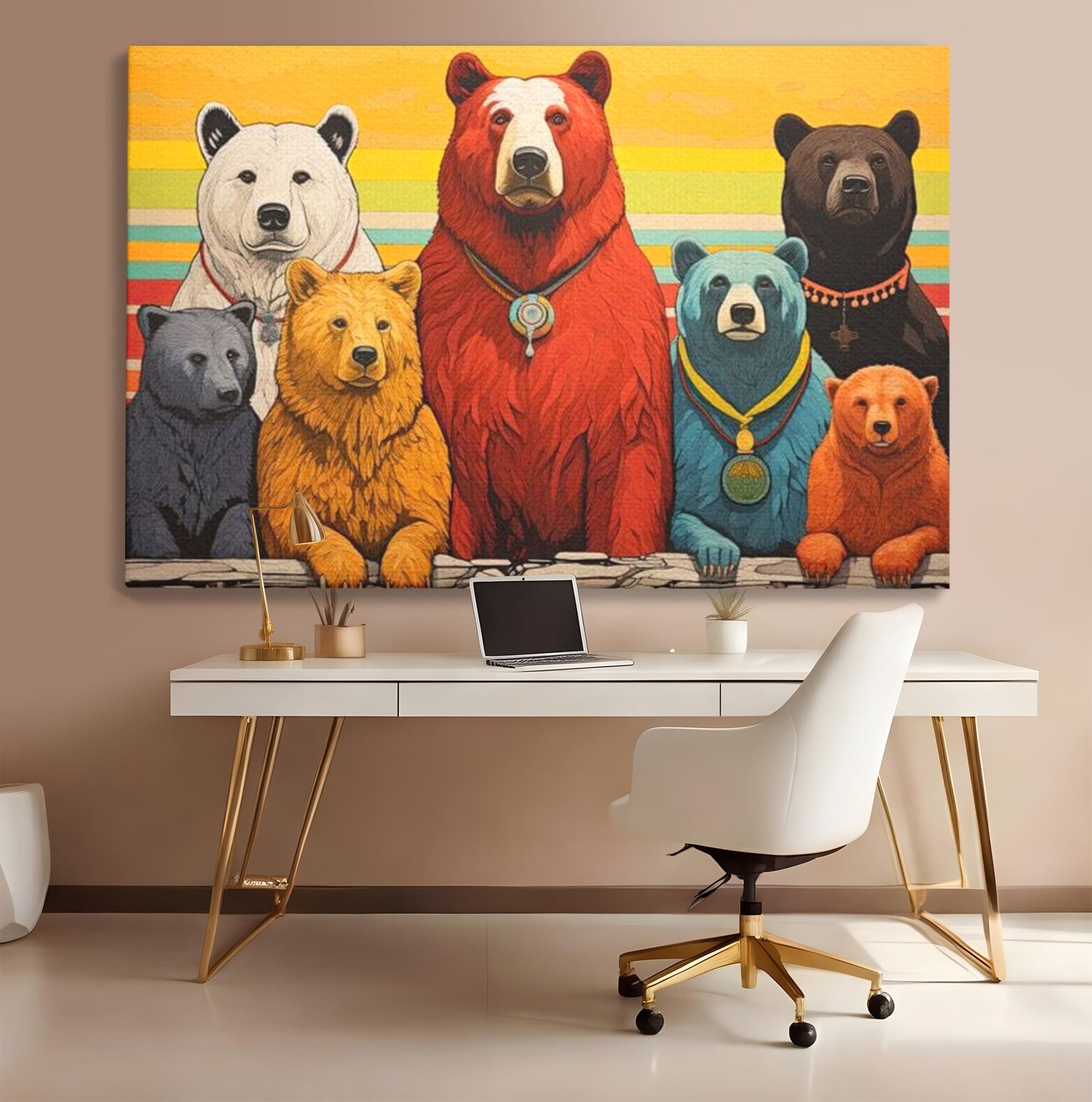 Leinwand Wandbilder Canvas Premium, LuxCanva® K1008, Bären Champions, Medaillen, Verein, Einstellung, Team, Helden, Freundschaft, Wettbewerb, Gewinner, Mut, Tiere, Geschichte, Geschichte, Team, Kinderzimmer