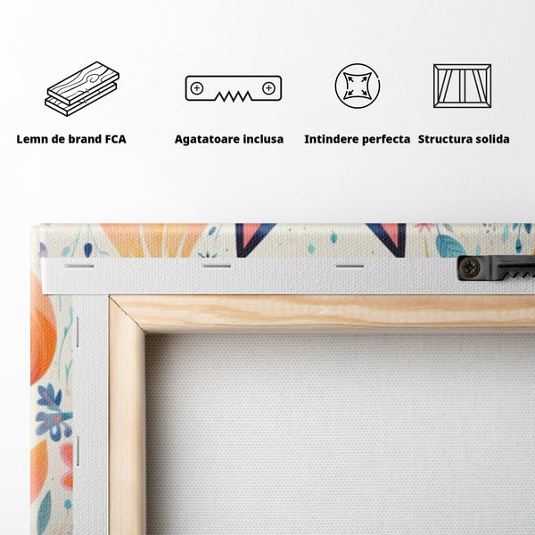 Leinwand Wandkunst Premium, LuxCanva® K1012, Miau durch die Blütenblätter, Schnurrhaare, Ohren, Katze, Lächeln, Lächeln, Sonne, Magie, Garten, Pastell, Pastell, Dekor, Hintergrund, Floral, Feline, Kinderzimmer