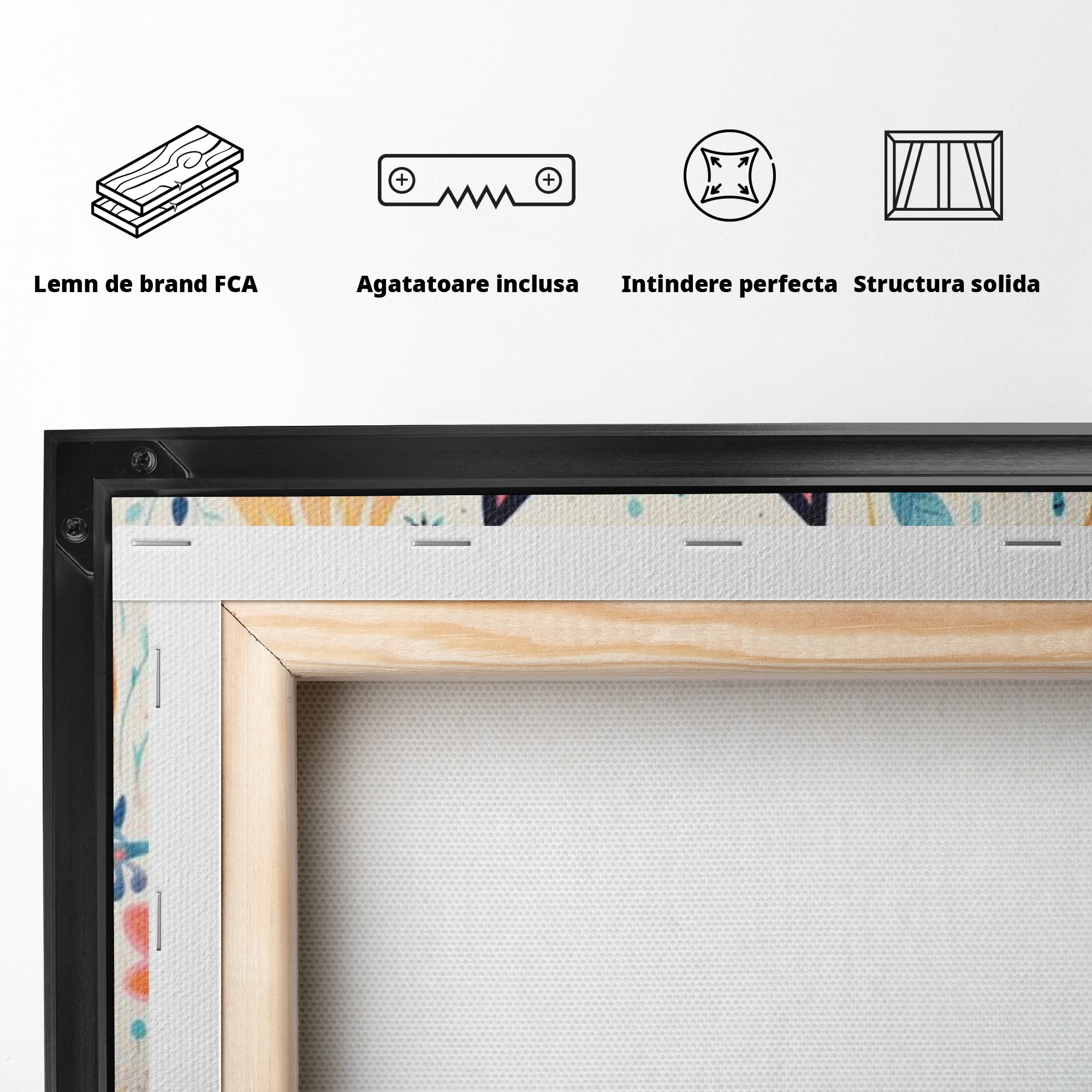 Leinwand Wandkunst Premium, LuxCanva® K1012, Miau durch die Blütenblätter, Schnurrhaare, Ohren, Katze, Lächeln, Lächeln, Sonne, Magie, Garten, Pastell, Pastell, Dekor, Hintergrund, Floral, Feline, Kinderzimmer