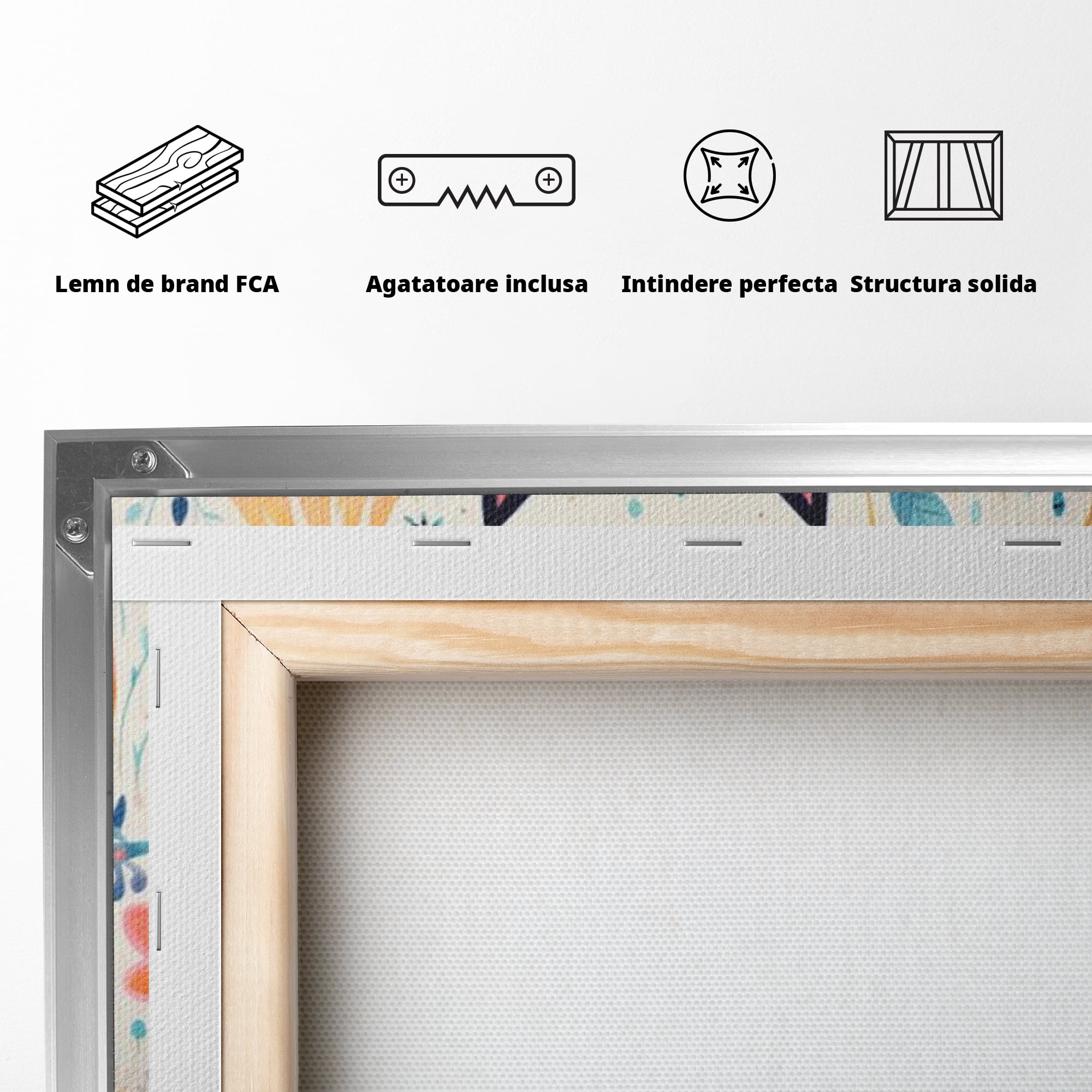 Leinwand Wandkunst Premium, LuxCanva® K1012, Miau durch die Blütenblätter, Schnurrhaare, Ohren, Katze, Lächeln, Lächeln, Sonne, Magie, Garten, Pastell, Pastell, Dekor, Hintergrund, Floral, Feline, Kinderzimmer