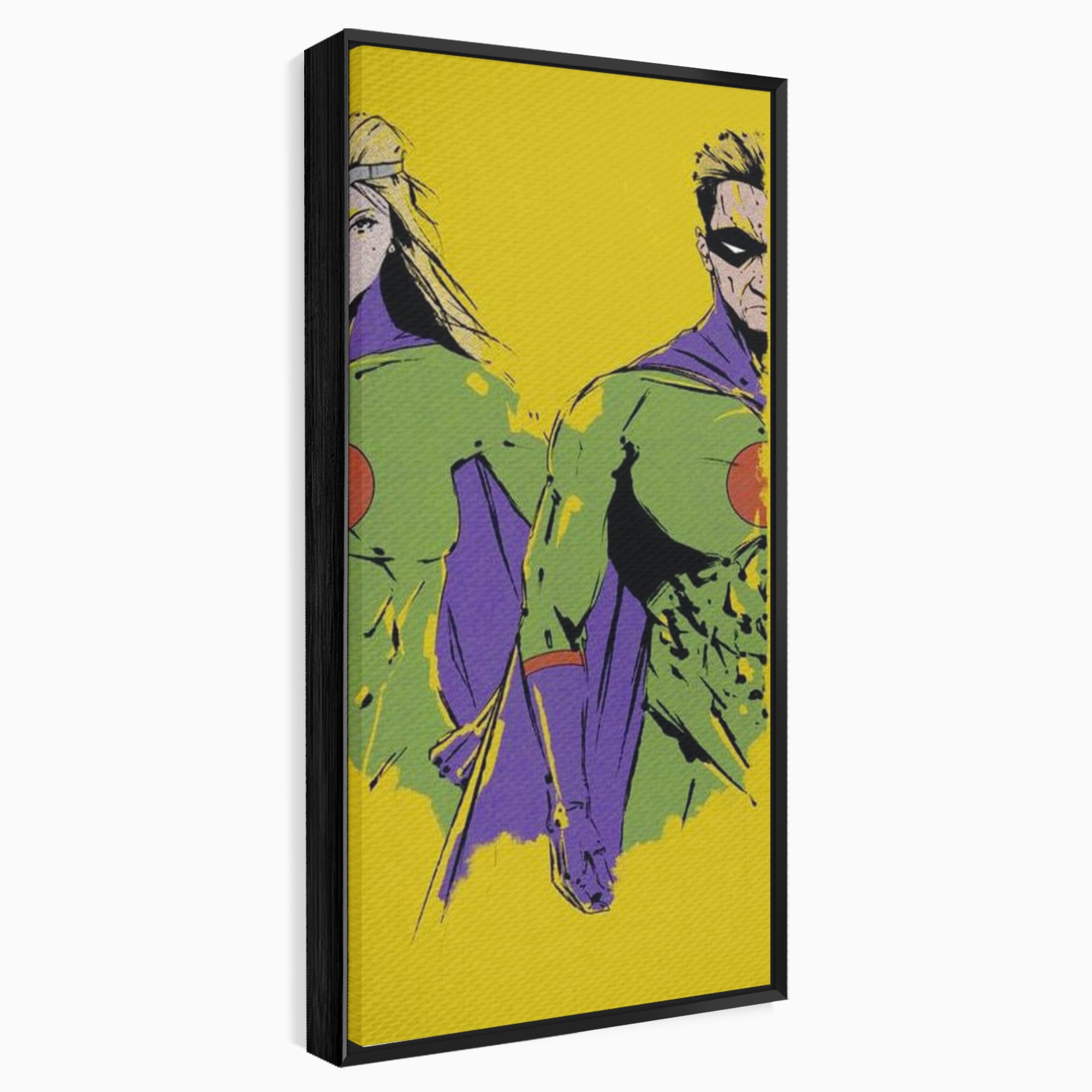 Tablou Canvas Premium, LuxCanva® K1013, Eroii Din Povesti, Duo, Misiune, Curaj, Gardieni, Galaxie, Eroi, Fantastici, Scut, Galben, Supereroi, Benzi, Desenate, Camera Copii