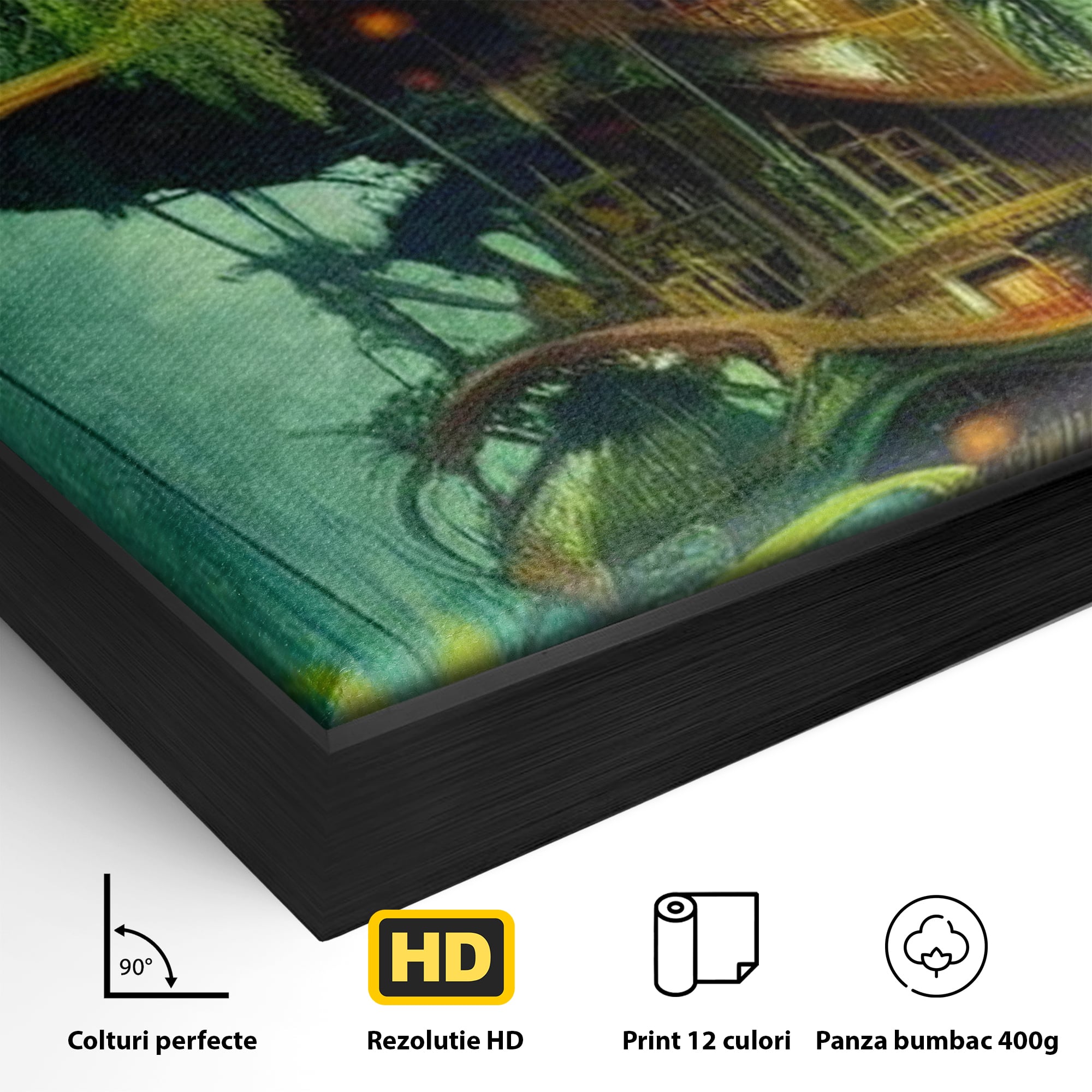 Tablou Canvas Premium, LuxCanva® K1015, Casuta din Copacul Vrajit, Turn, Padure, Fermecata, Aventura, Refugiu, Secrete, Spiridusi, Basm, Fantasma, Natura, Verde, Camera Copii