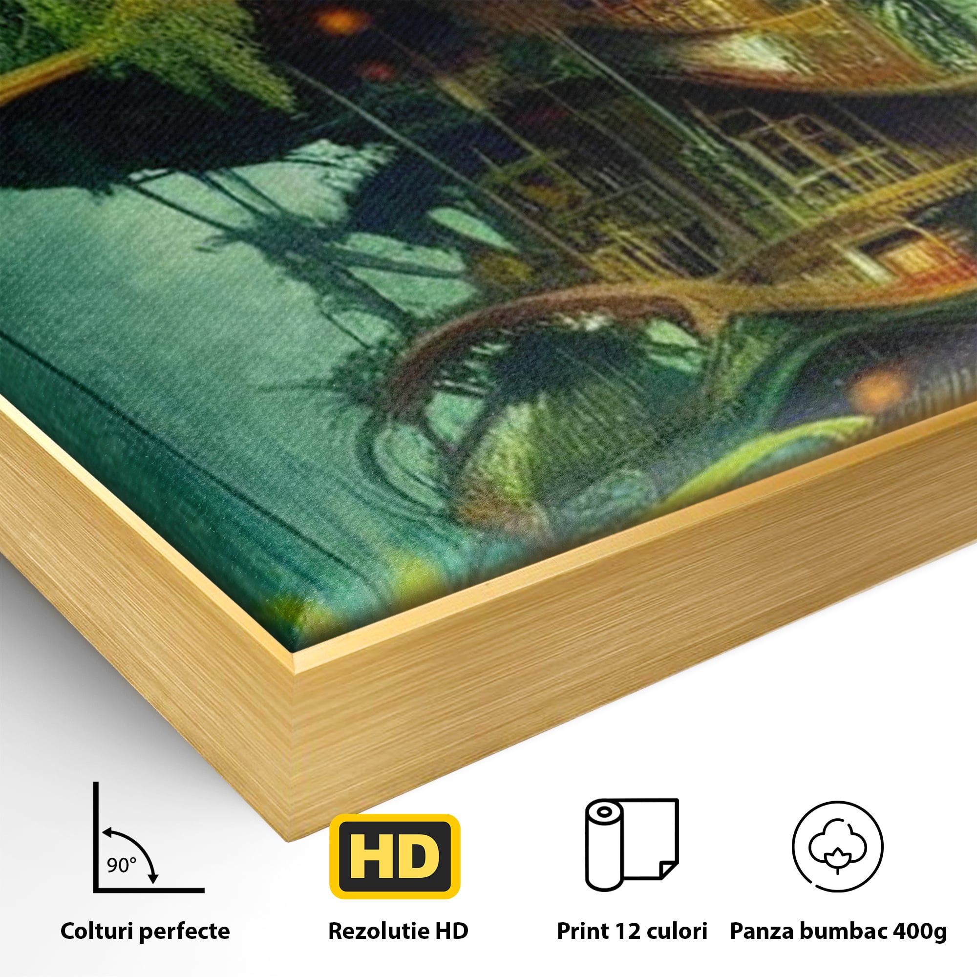 Tablou Canvas Premium, LuxCanva® K1015, Casuta din Copacul Vrajit, Turn, Padure, Fermecata, Aventura, Refugiu, Secrete, Spiridusi, Basm, Fantasma, Natura, Verde, Camera Copii
