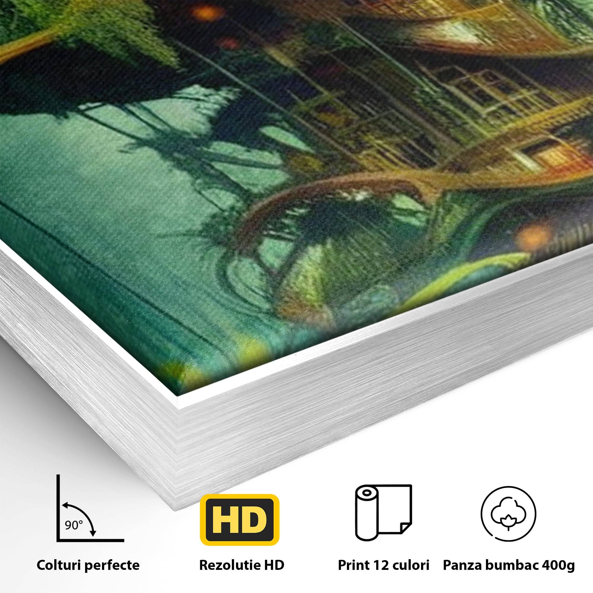 Tablou Canvas Premium, LuxCanva® K1015, Casuta din Copacul Vrajit, Turn, Padure, Fermecata, Aventura, Refugiu, Secrete, Spiridusi, Basm, Fantasma, Natura, Verde, Camera Copii