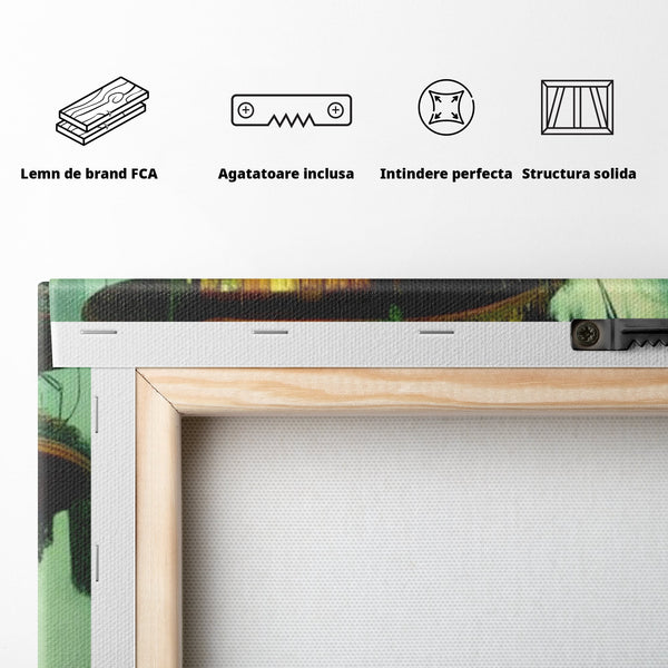 Tablou Canvas Premium, LuxCanva® K1015, Casuta din Copacul Vrajit, Turn, Padure, Fermecata, Aventura, Refugiu, Secrete, Spiridusi, Basm, Fantasma, Natura, Verde, Camera Copii