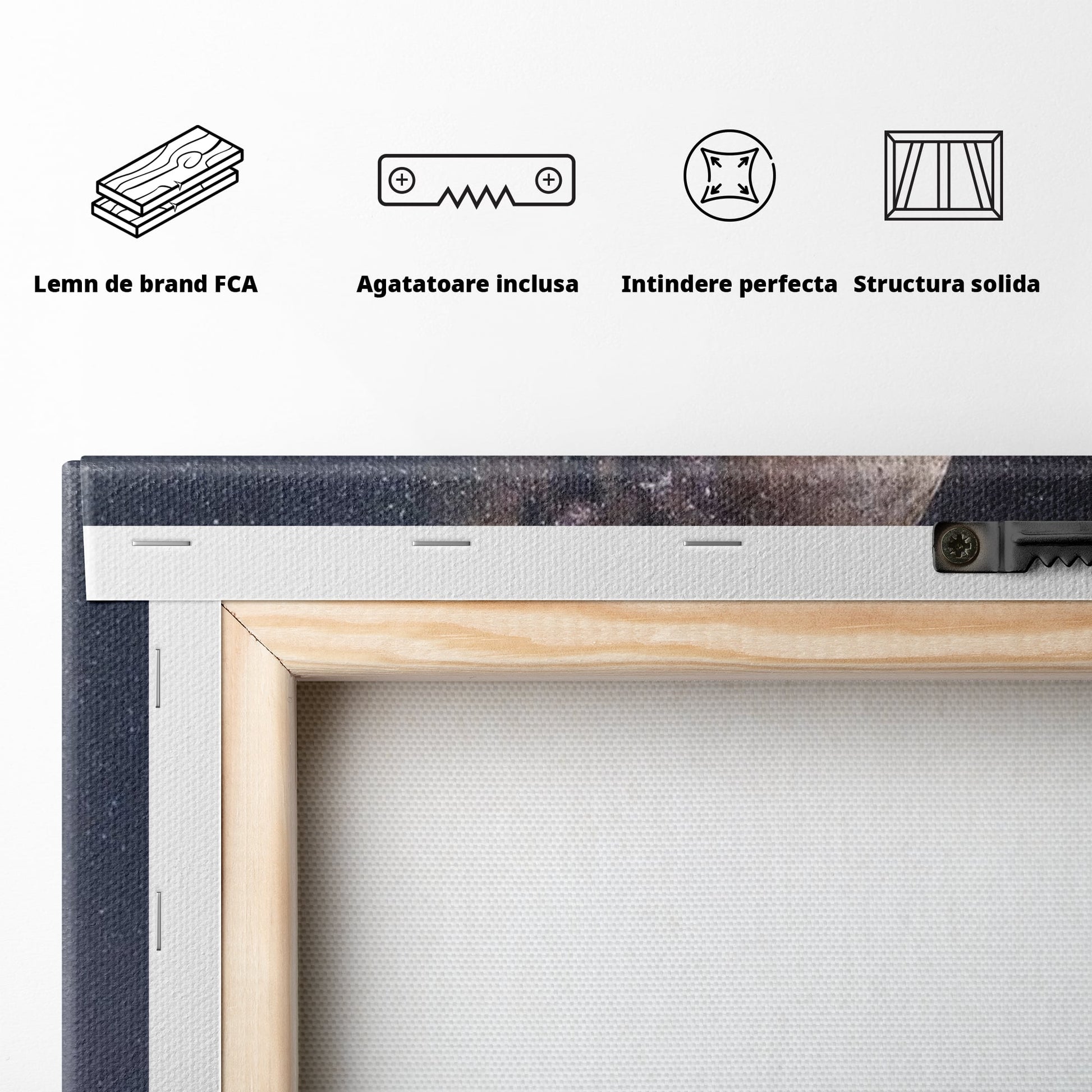 Tablou Canvas Premium, LuxCanva® K1016, Casa de pe Luna, Astru, Noapte, Instelata, Scari, Cer, Stele, Vise, Nocturn, Peisaj, Poveste, Cosmos, Magie, Taram, Senin, Camera Copii