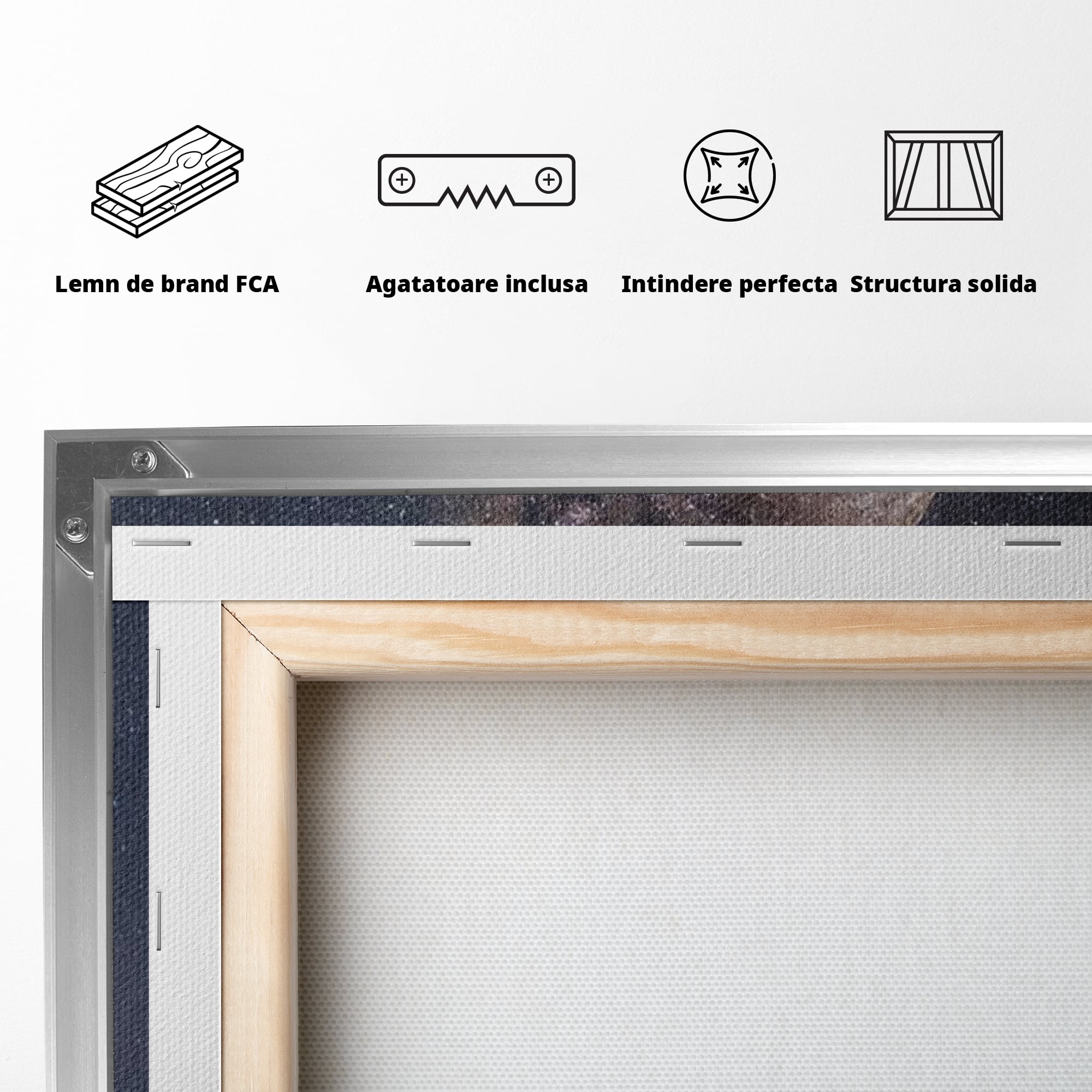 Tablou Canvas Premium, LuxCanva® K1016, Casa de pe Luna, Astru, Noapte, Instelata, Scari, Cer, Stele, Vise, Nocturn, Peisaj, Poveste, Cosmos, Magie, Taram, Senin, Camera Copii
