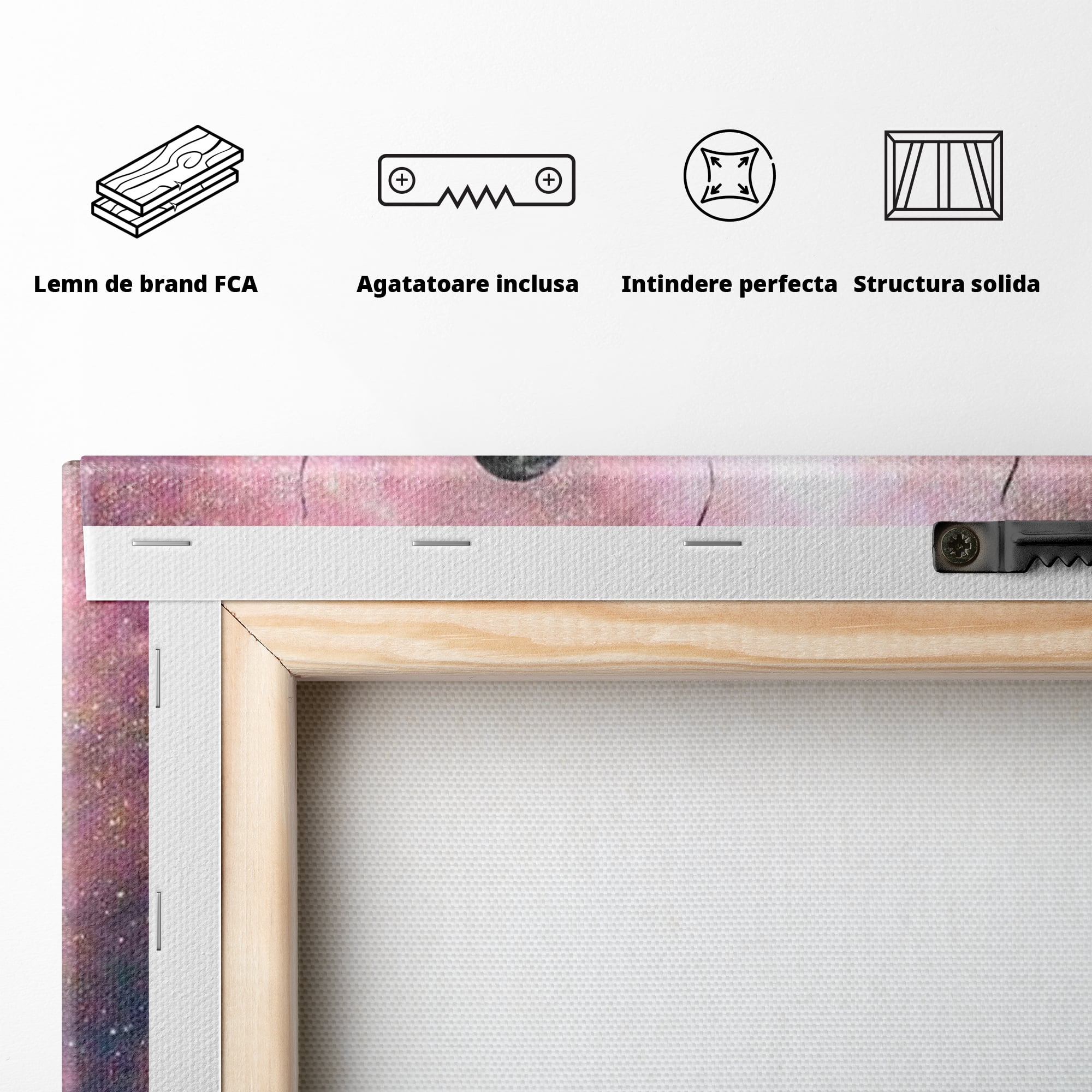 Tablou Canvas Premium, LuxCanva® K1017, Fetita si Planetele,  Univers, Maini, Intinse, Planete, Cosmic, Stele, Ganduri, Dorinte, Emotie, Curaj, Sistem, Solar, Galaxii, Pastel, Camera Copii