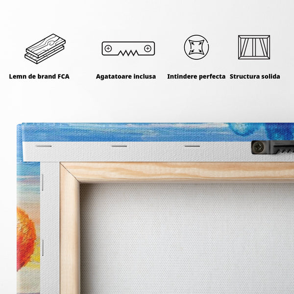 Leinwand Wandkunst Leinwand Premium, LuxCanva® K1018, Märchenhafte Landschaft, Regenbogen, Wald, Bäume, Rund, Ballon, Natur, Explosion, Farbe, Leinwand, Symphonie, Imaginär, Verspielt, Kinderzimmer