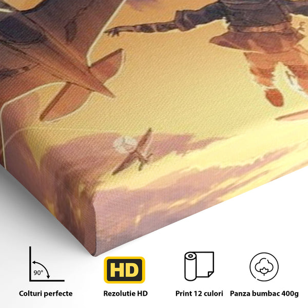 Tablou Canvas Premium, LuxCanva® K1019, Micul Aviator, Zbor, Vise, Nori, Cer, Copil, Escadrila, Soare, Stele, Avioane, Aventura, Curaj, Erou, Aerian, Cinematic, Aviatie, Camera Copii
