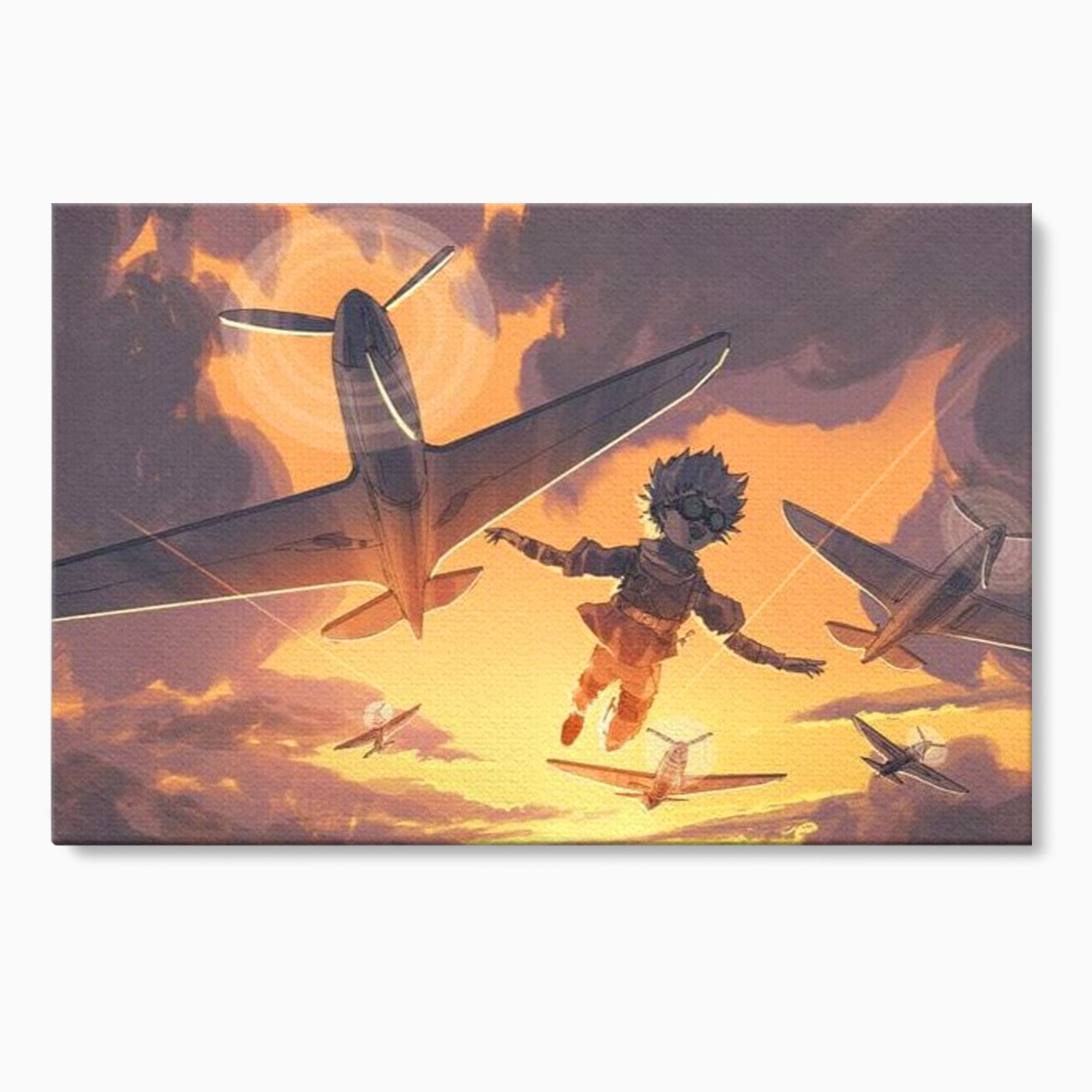 Tablou Canvas Premium, LuxCanva® K1019, Micul Aviator, Zbor, Vise, Nori, Cer, Copil, Escadrila, Soare, Stele, Avioane, Aventura, Curaj, Erou, Aerian, Cinematic, Aviatie, Camera Copii